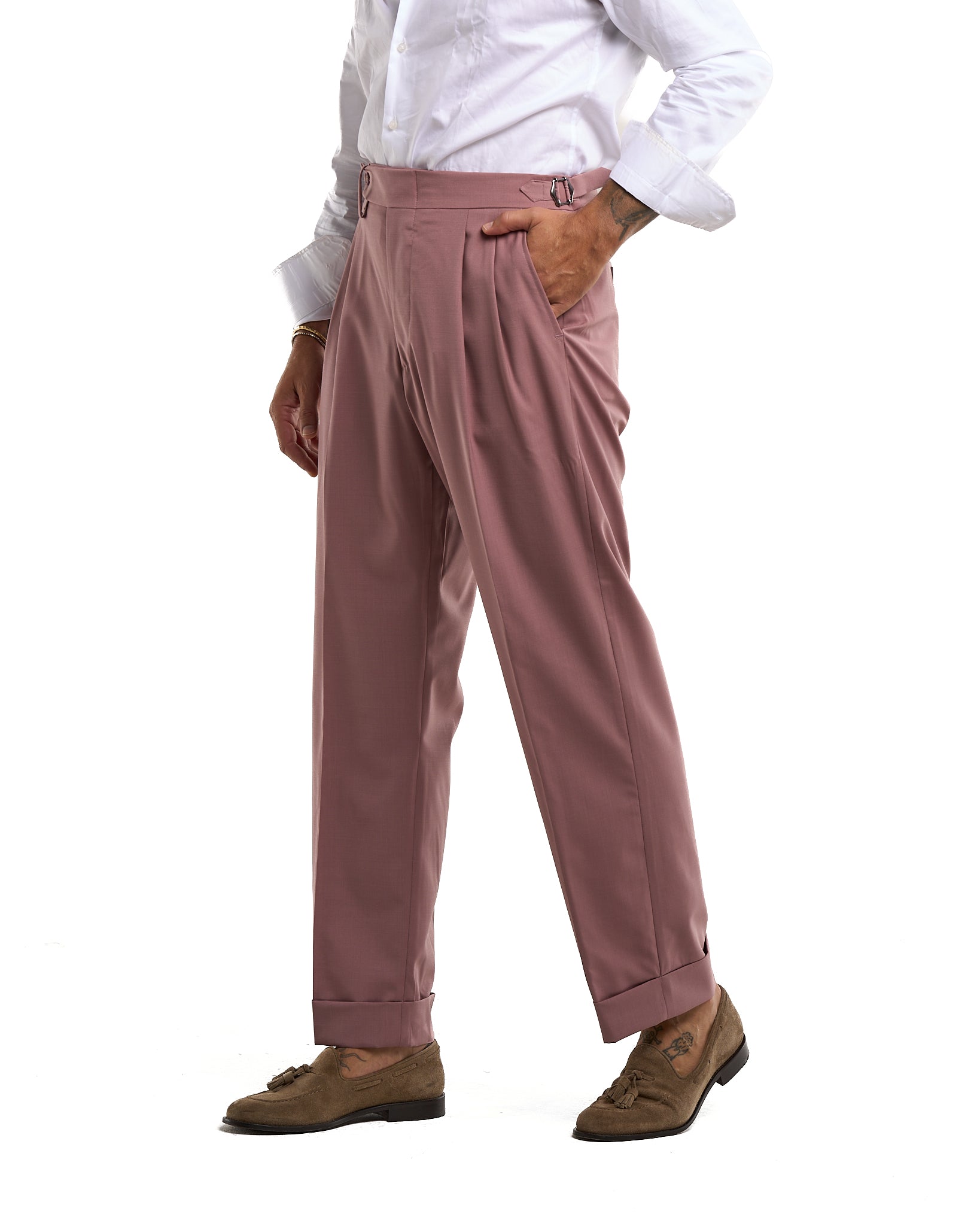 Siena Dark Brown Wide Leg Trousers with Side Buckles
