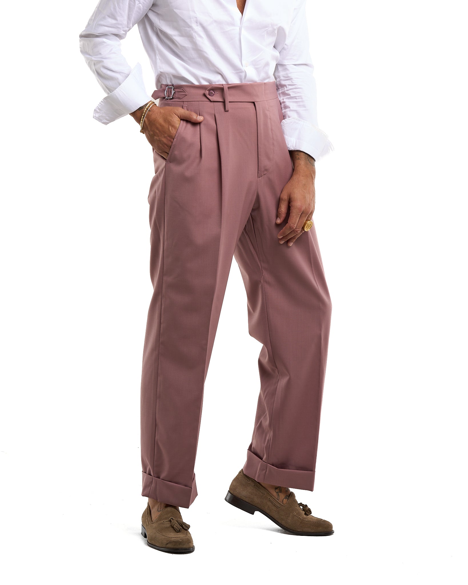 Siena Dark Brown Wide Leg Trousers with Side Buckles