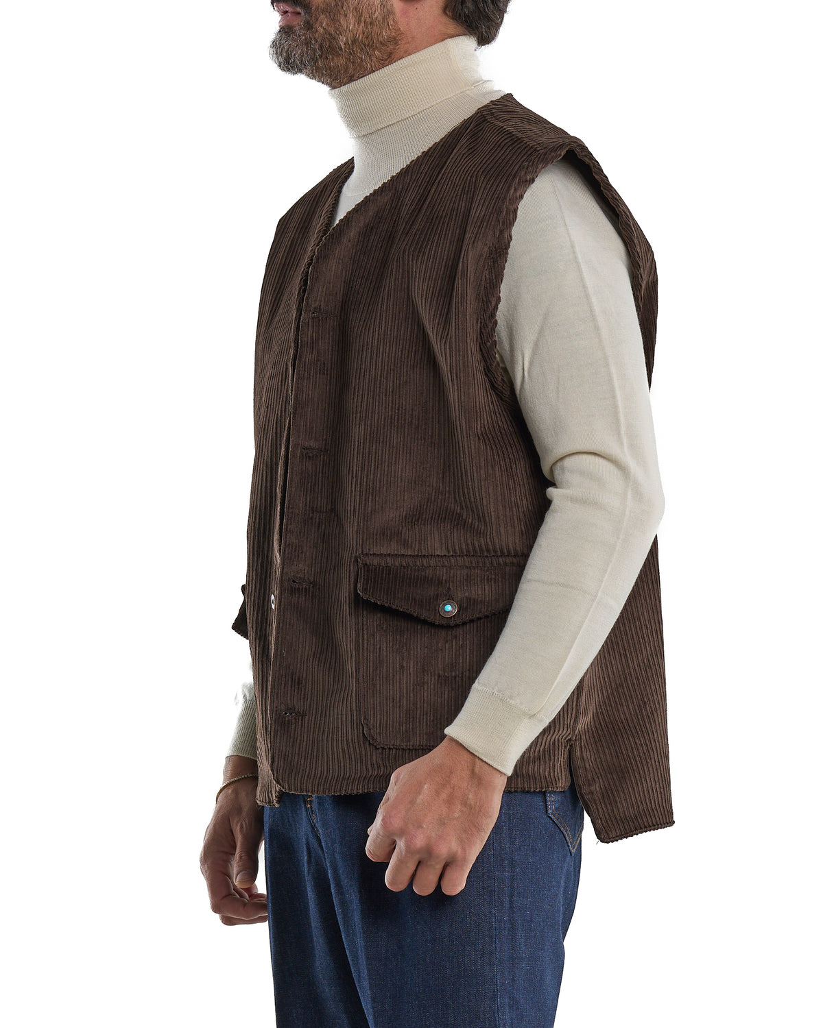 Oversized Dark Brown Velvet Vest