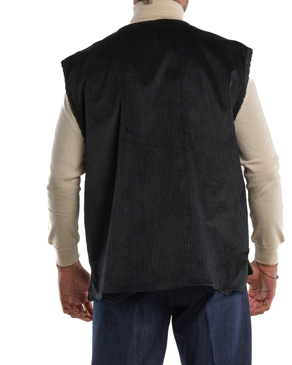 Oversized Black Velvet Vest
