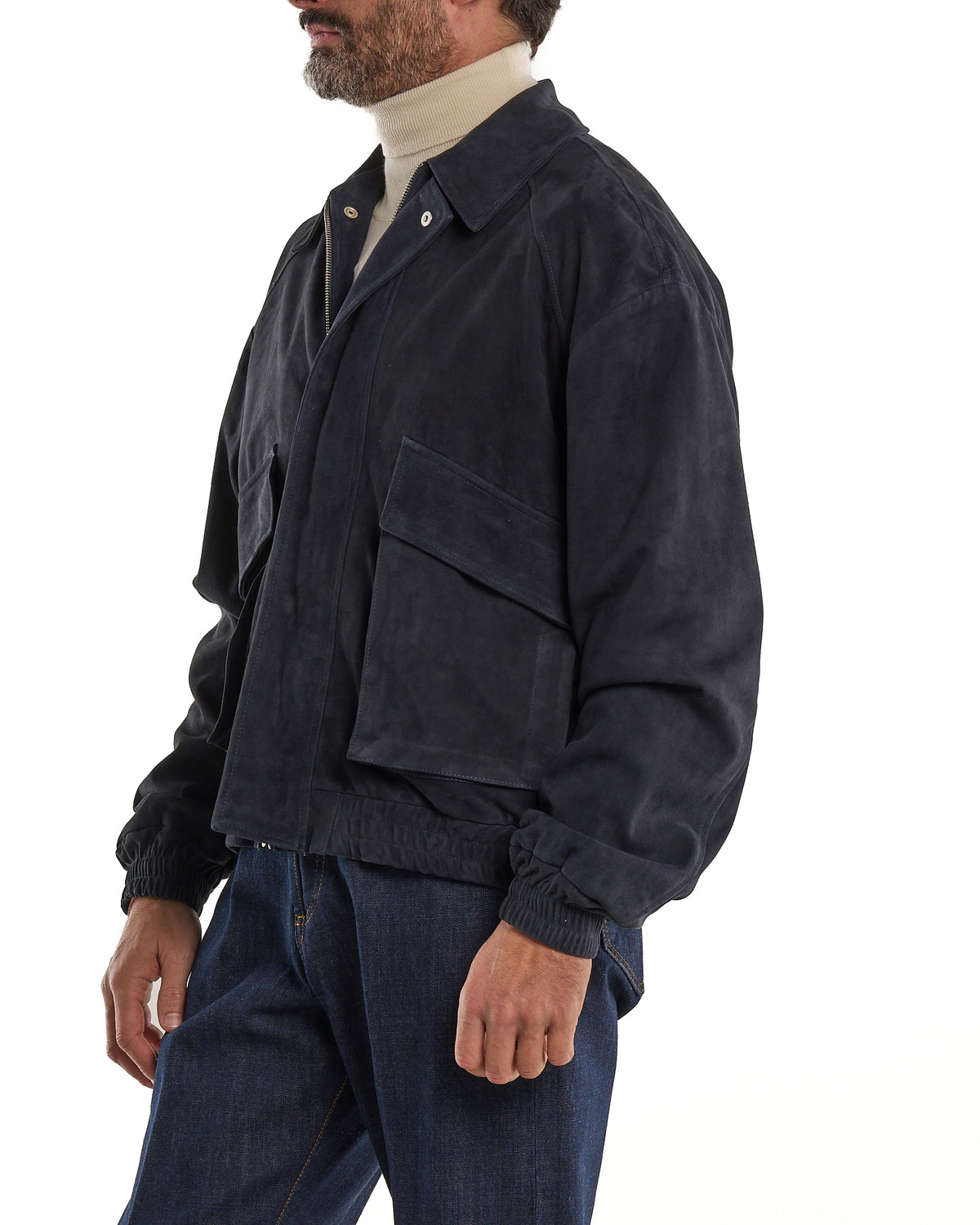 Blue Oversize Suede Jacket