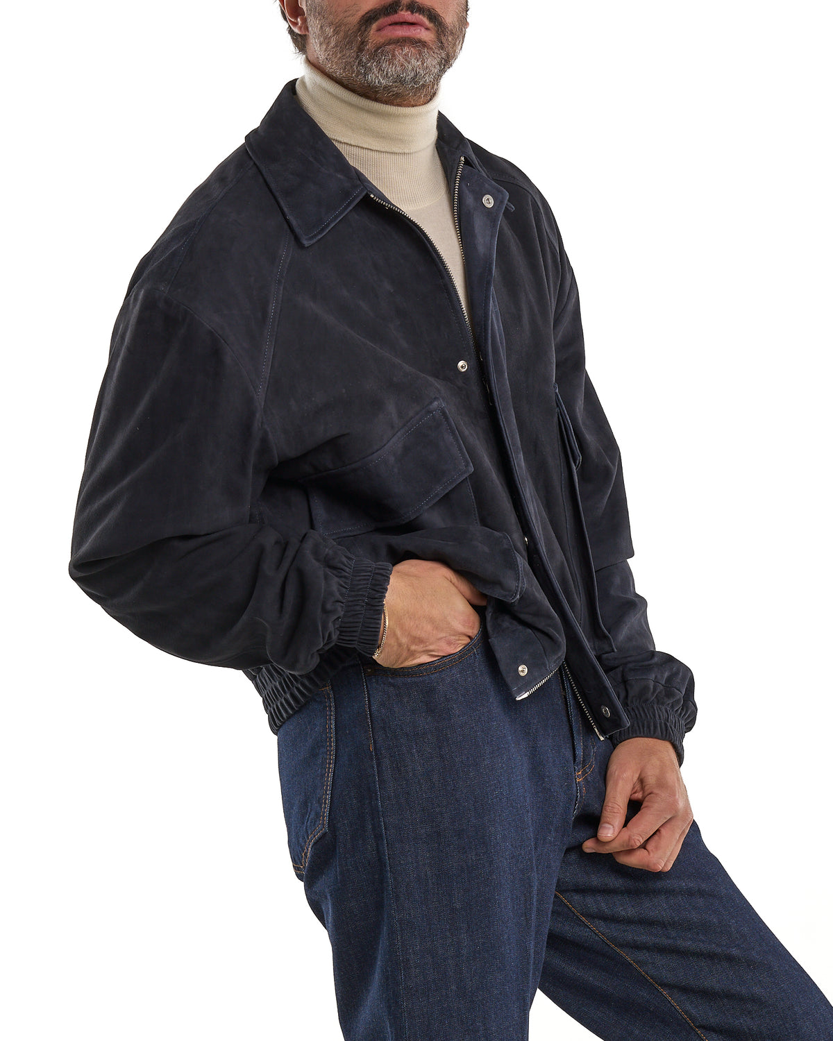 Blue Oversize Suede Jacket