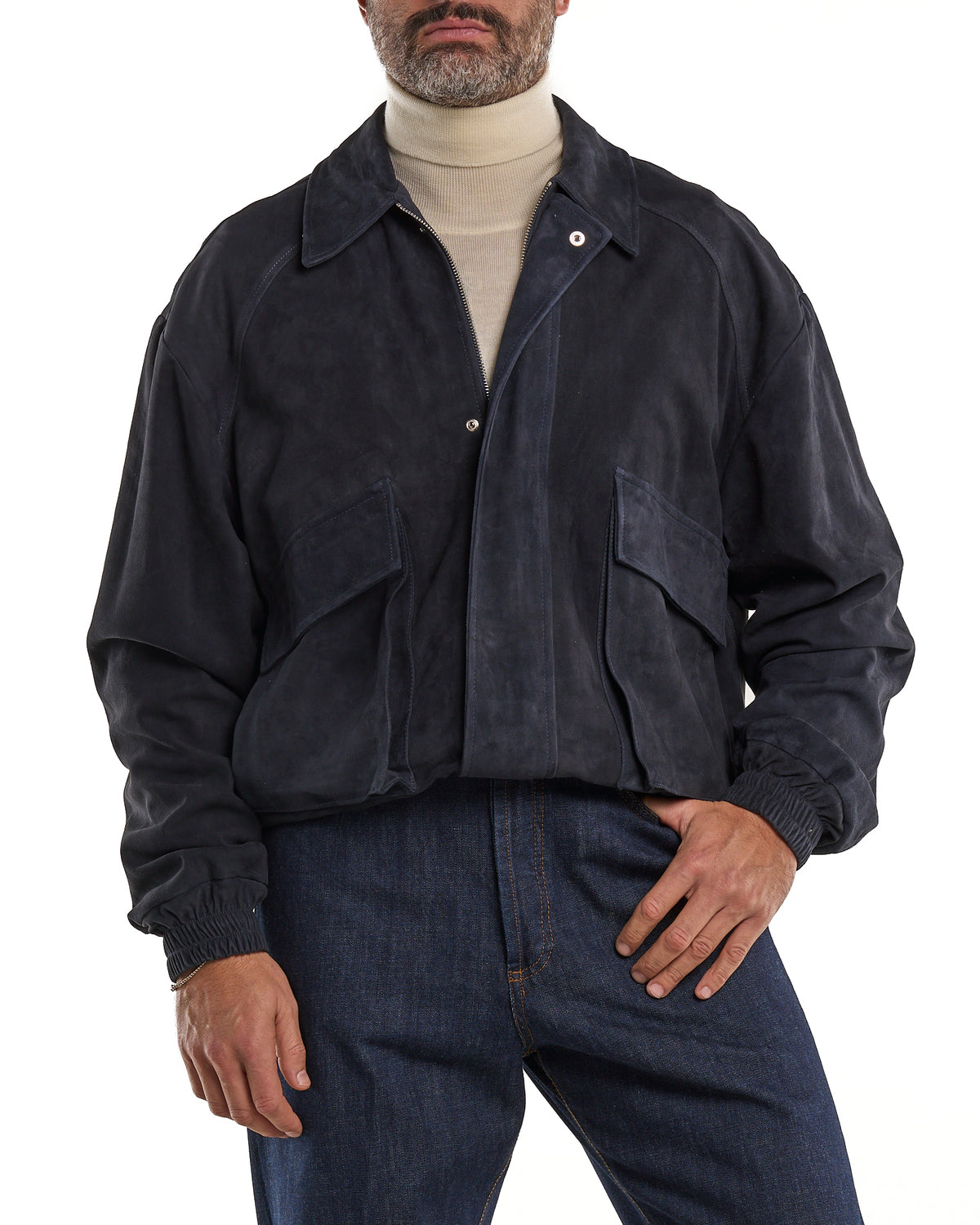 Blue Oversize Suede Jacket