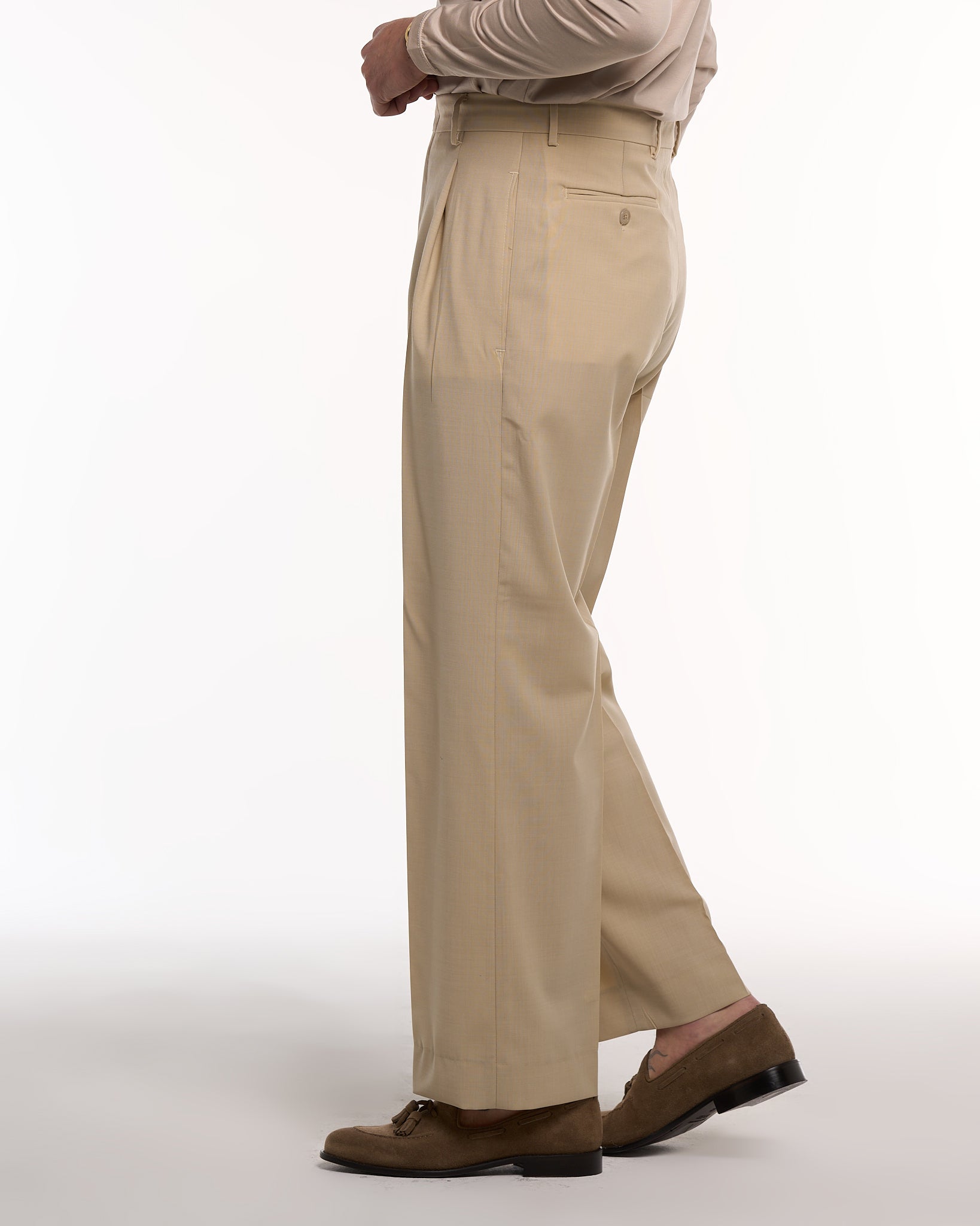 Pantalone Fondo Ampio Senza Piega Vaniglia Havana