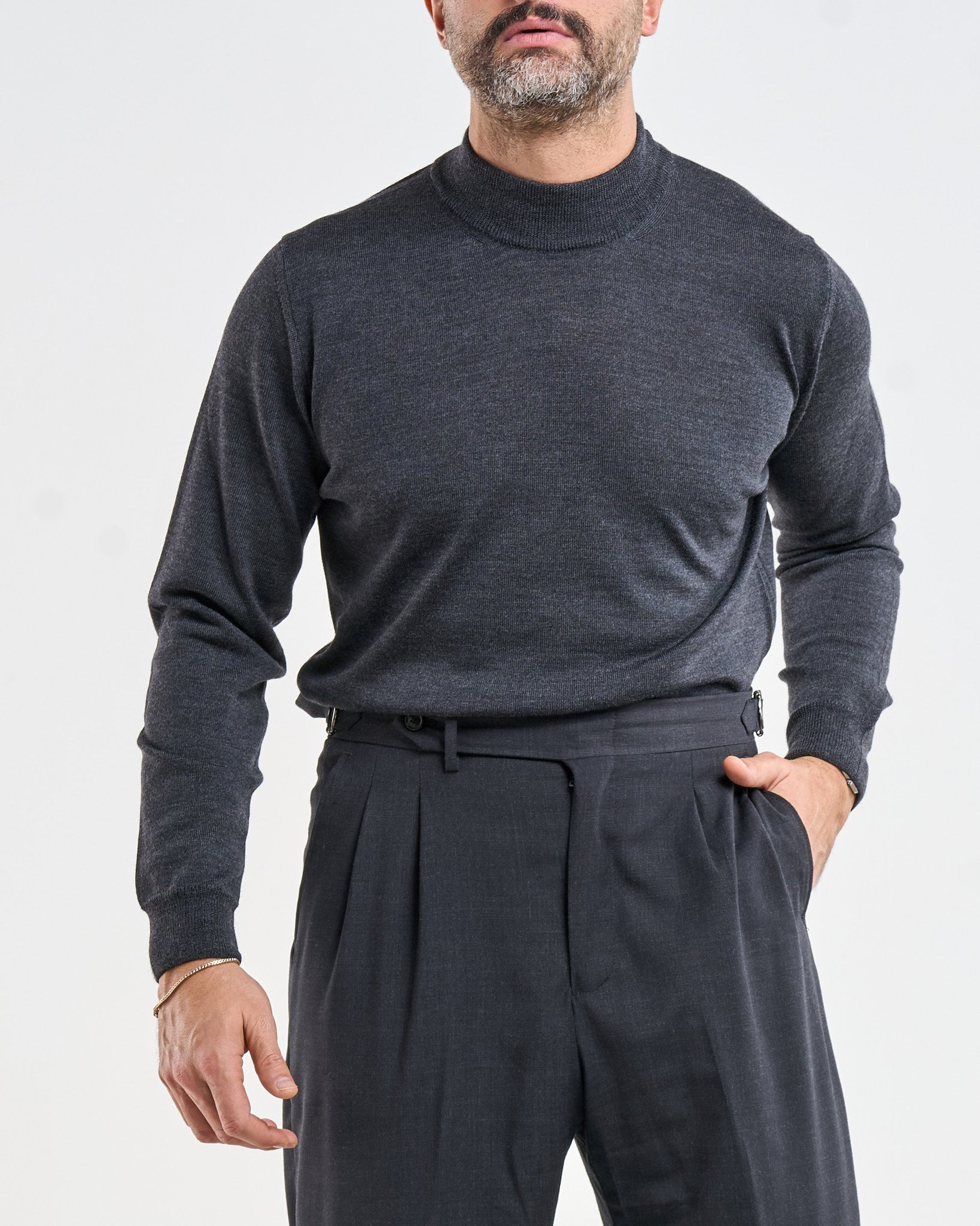 Mezzocollo in 100% Lana Merinos Grigio