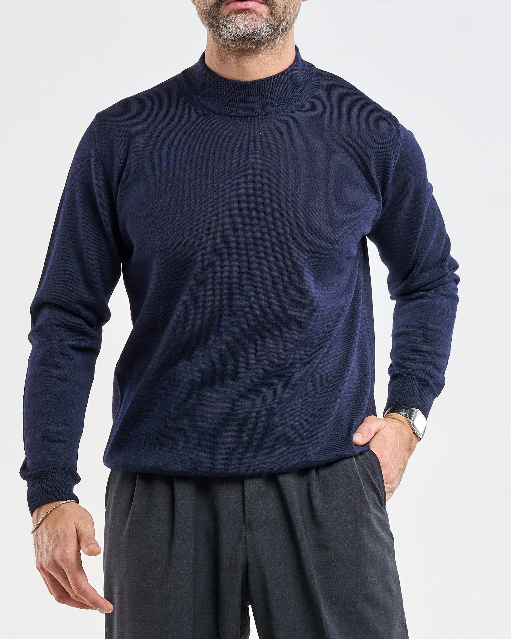 Mezzocollo in 100% Lana Merinos Blu