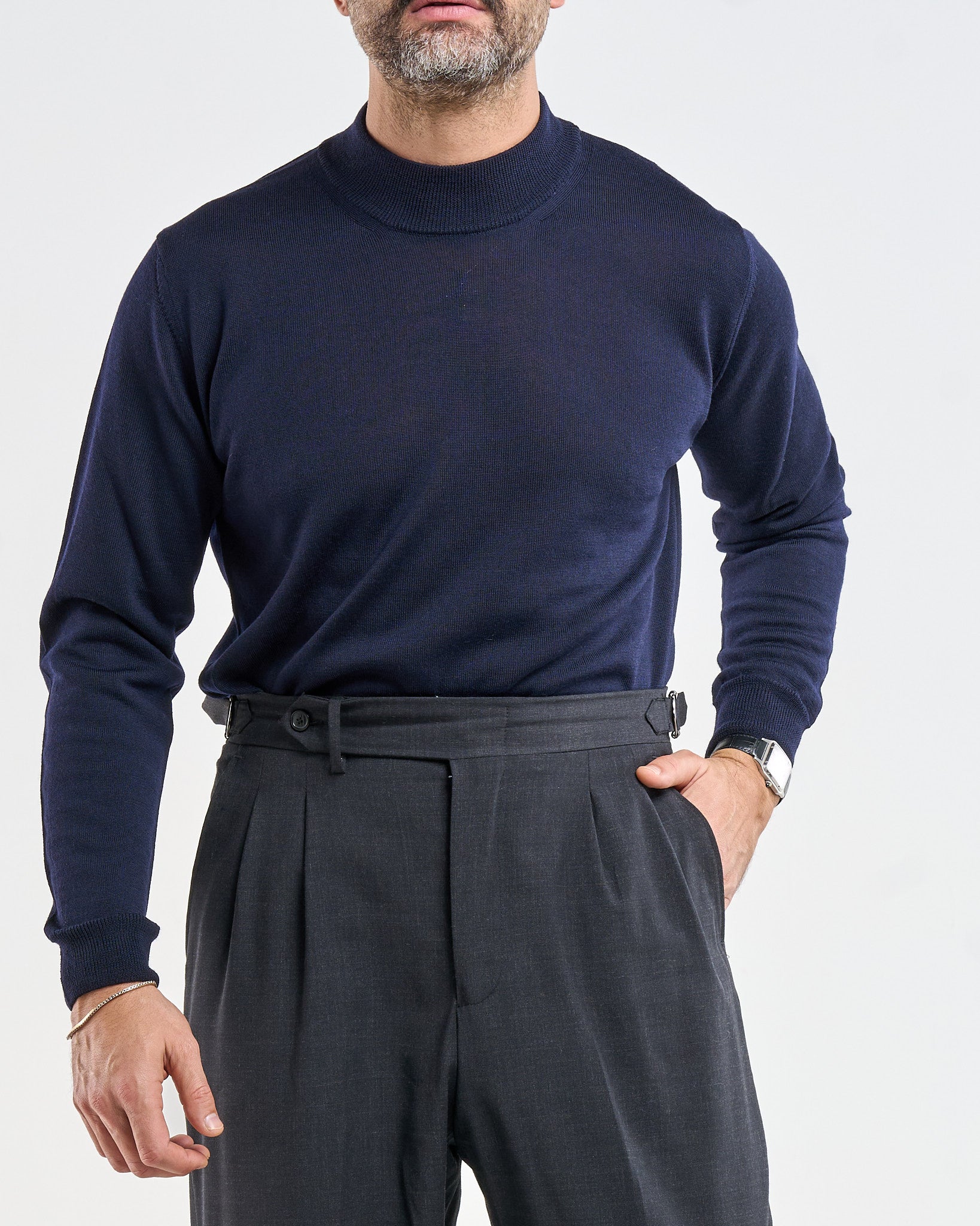 Mezzocollo in 100% Lana Merinos Blu