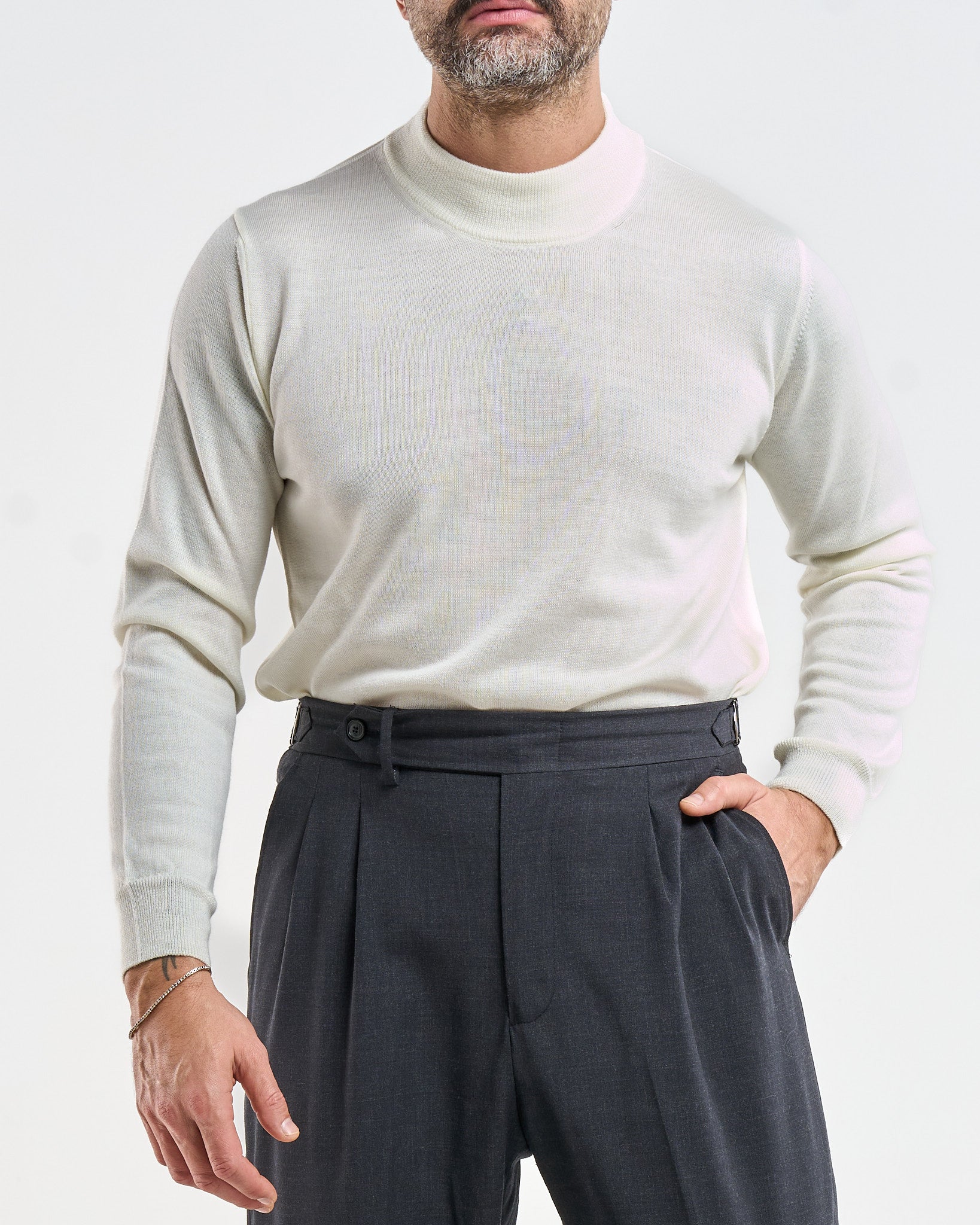 Mezzocollo in 100% Lana Merinos Panna