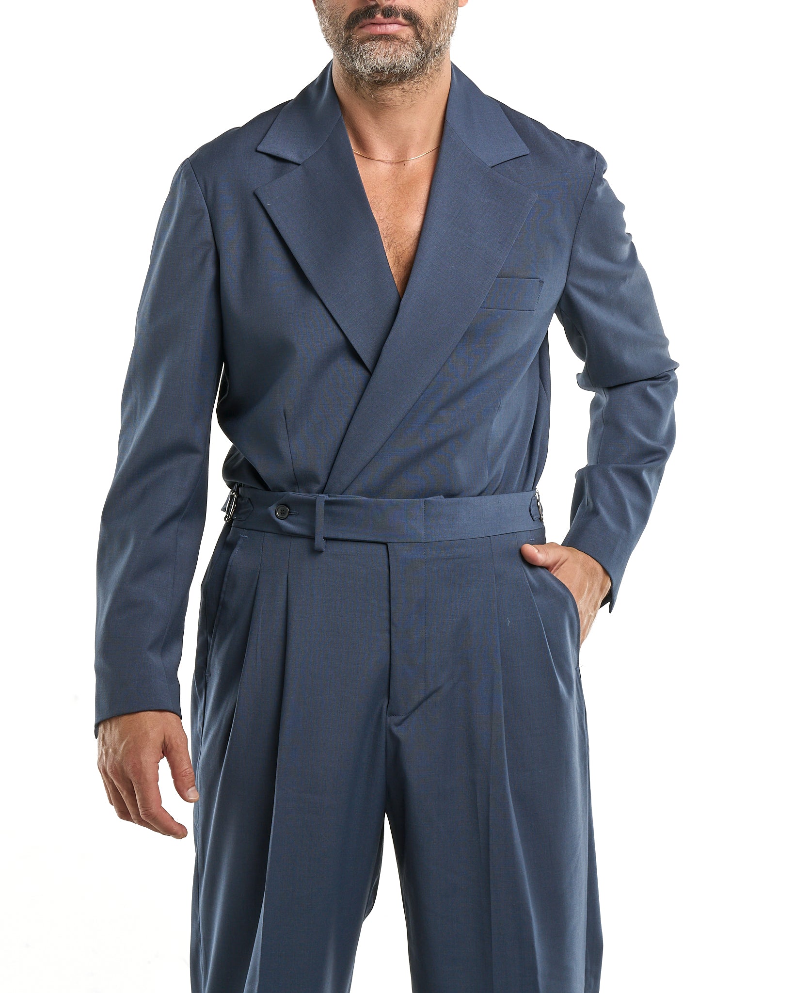 Chaqueta camisera cruzada azul Nápoles