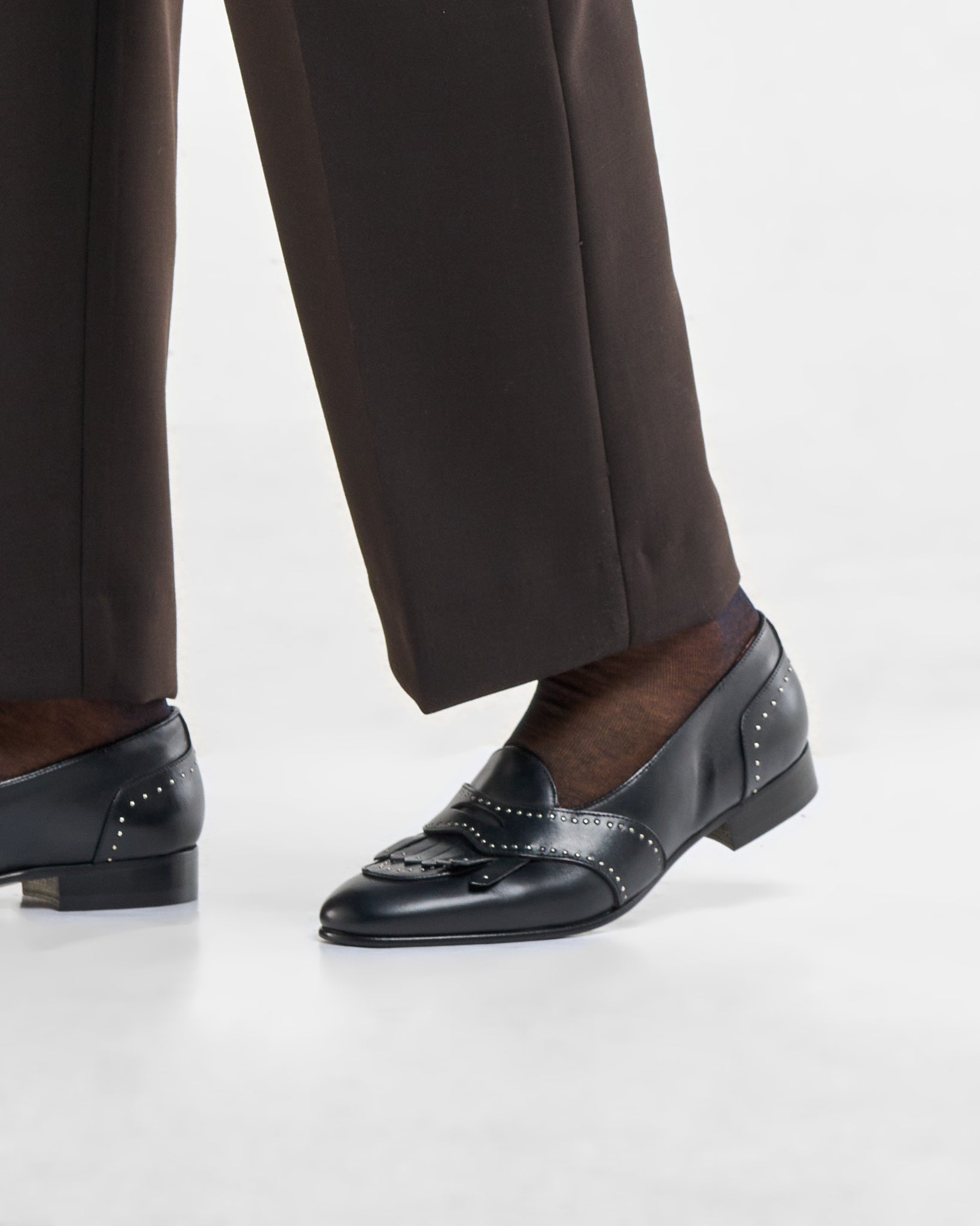 Pantalone Fondo Ampio Senza Piega Diagonale Moro