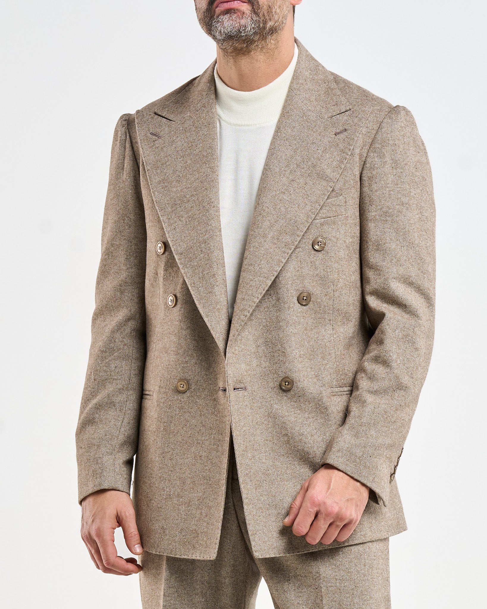 Abitoin in Flanella Spigata Beige St. Moritz