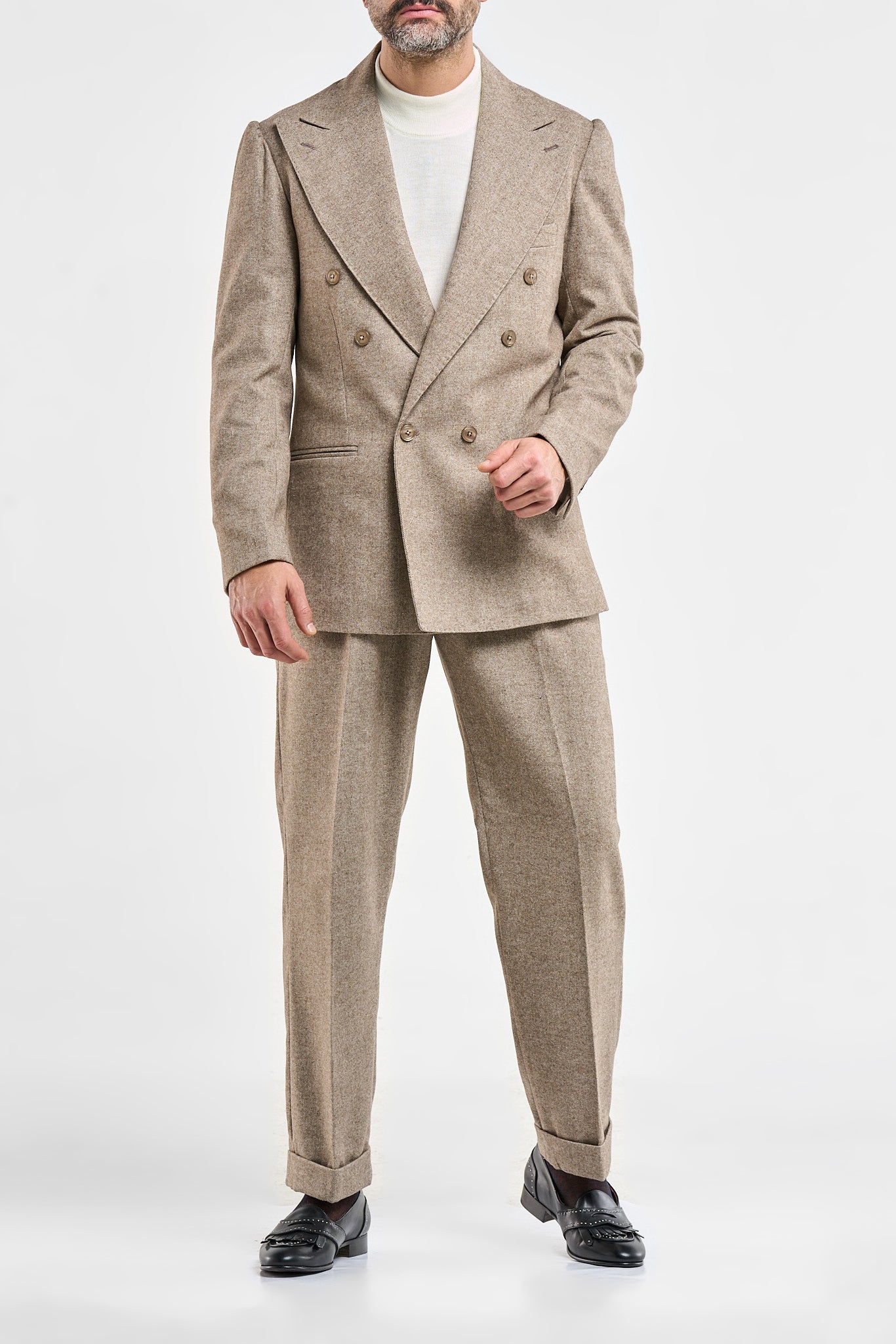 Abitoin in Flanella Spigata Beige St. Moritz