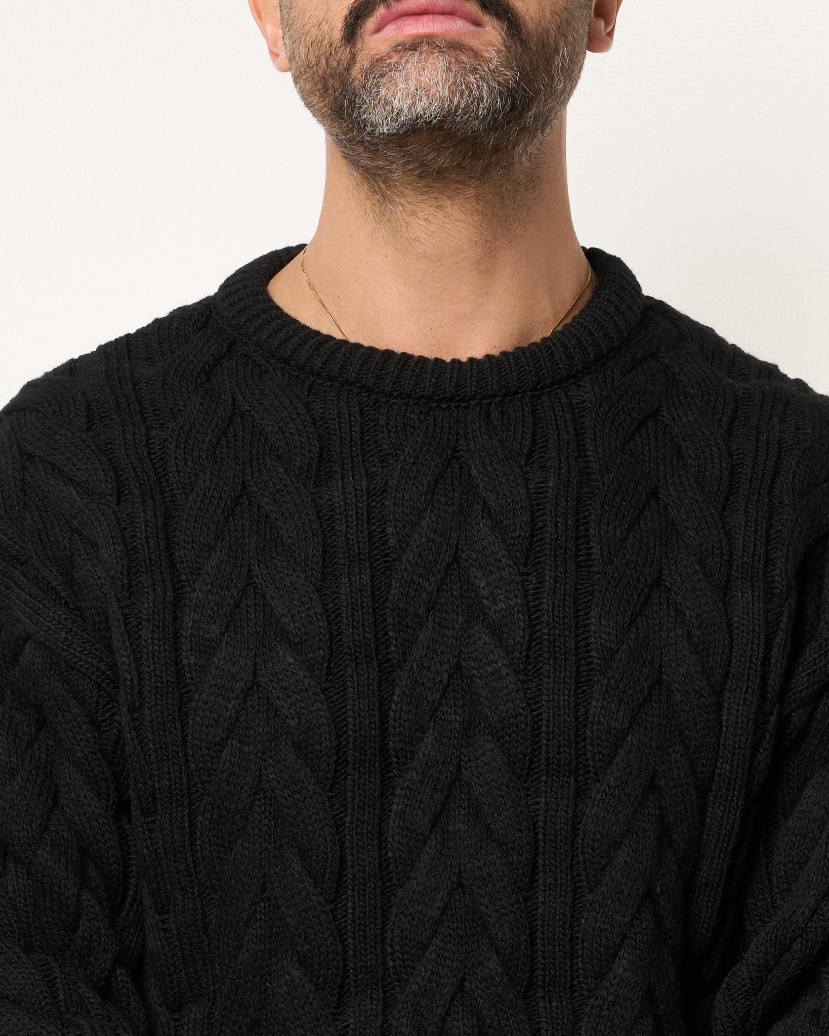 Maglione Treccia Girocollo Nero