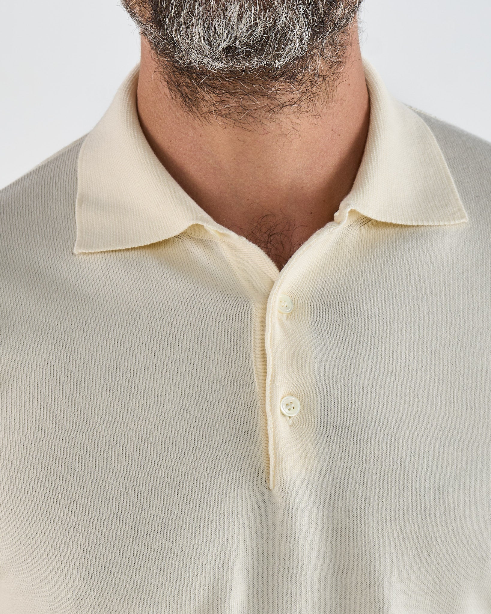 Polo Manica Lunga Tre Bottoni Panna