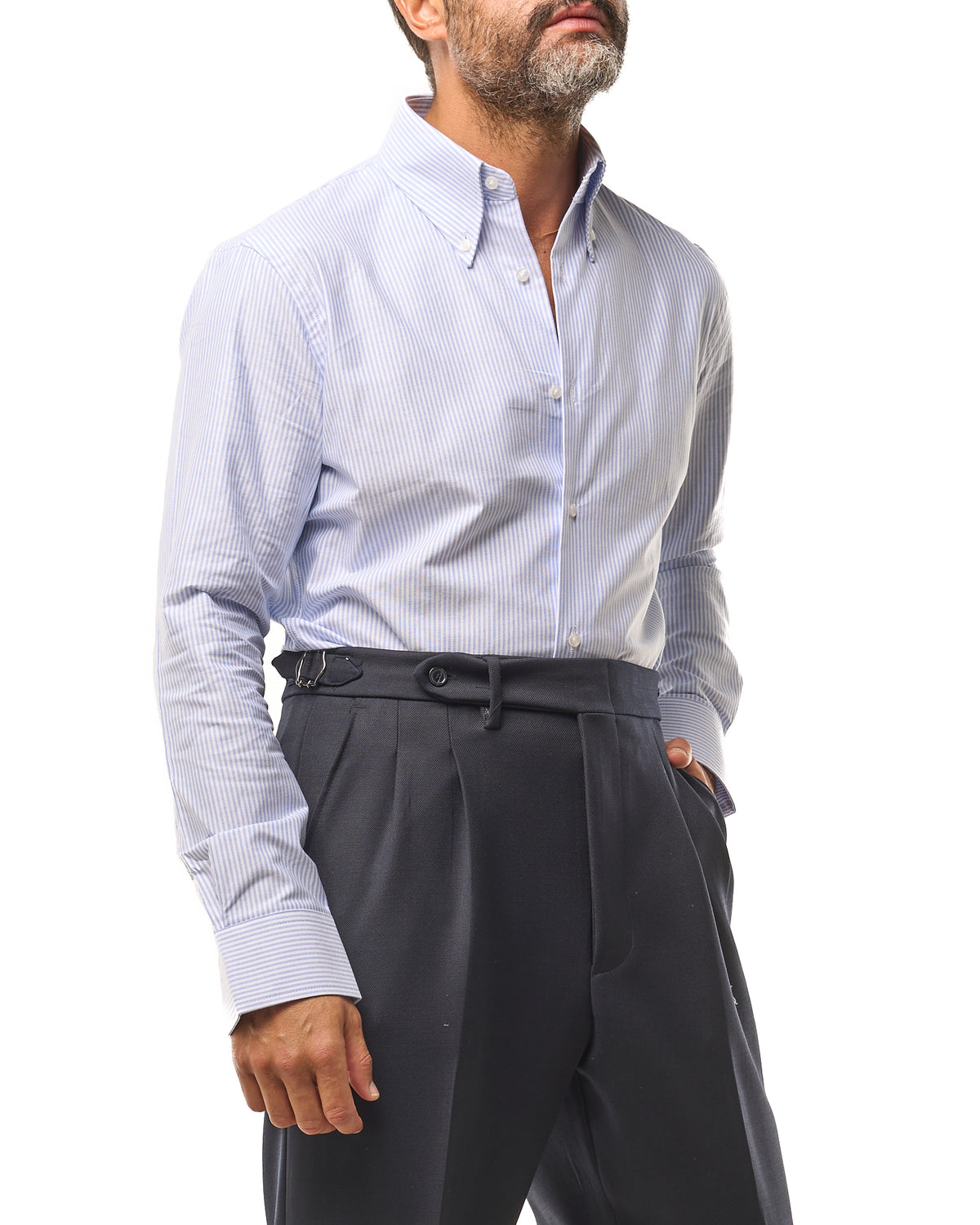 Camicia Botton Down Riga Cielo