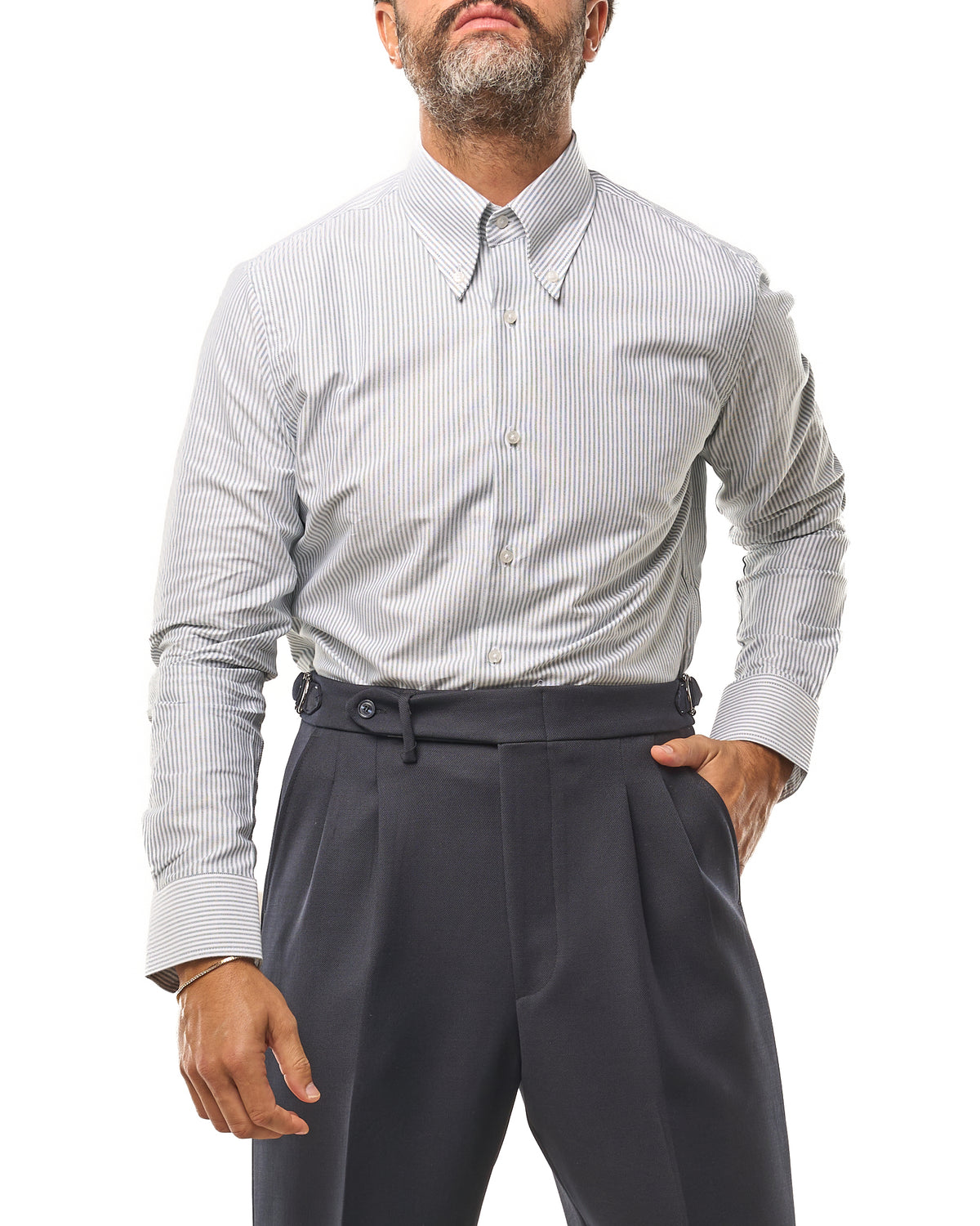 Camicia Botton Down Riga Verde