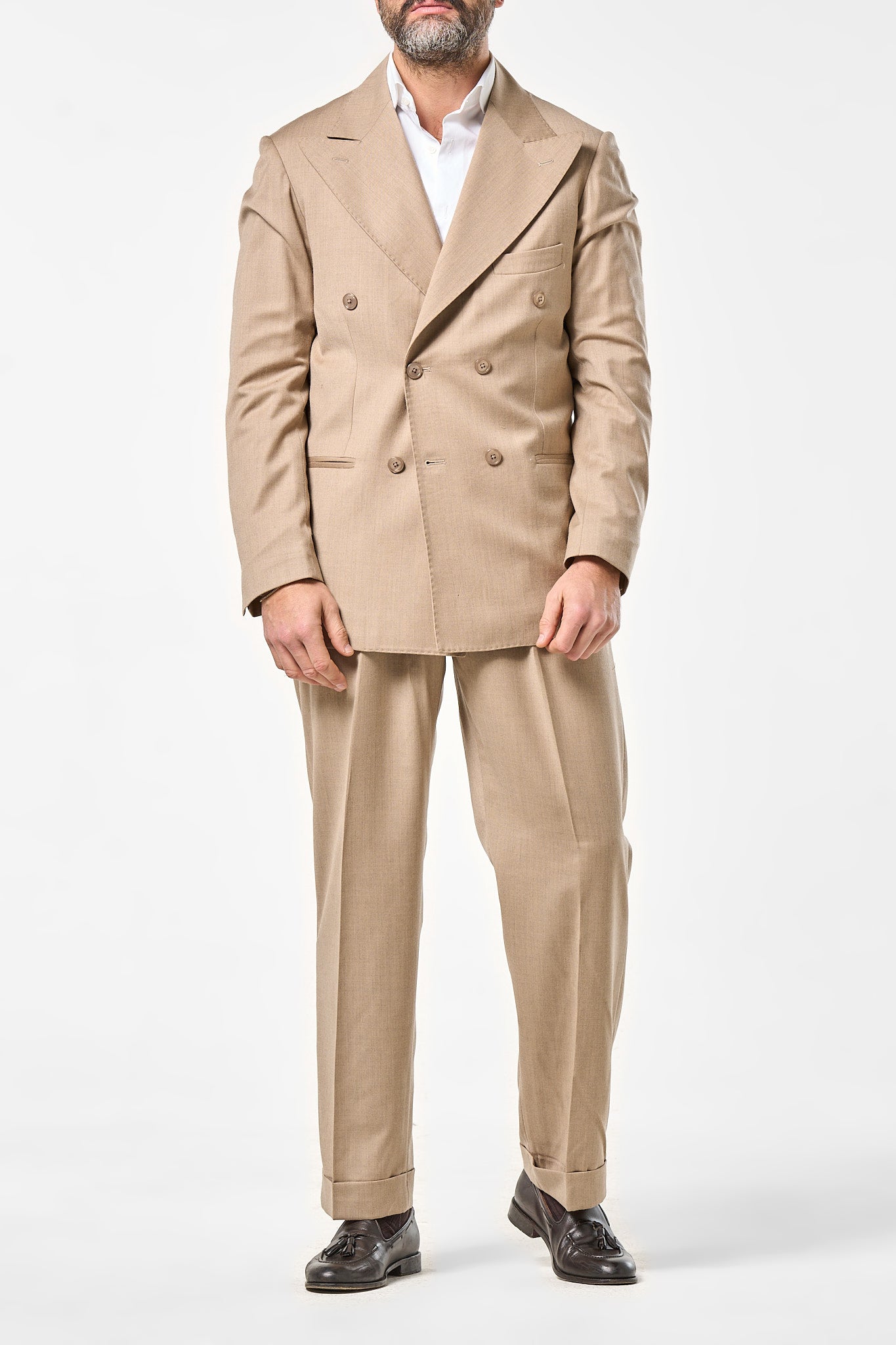 Abito in Lana Foulè Beige Pisa