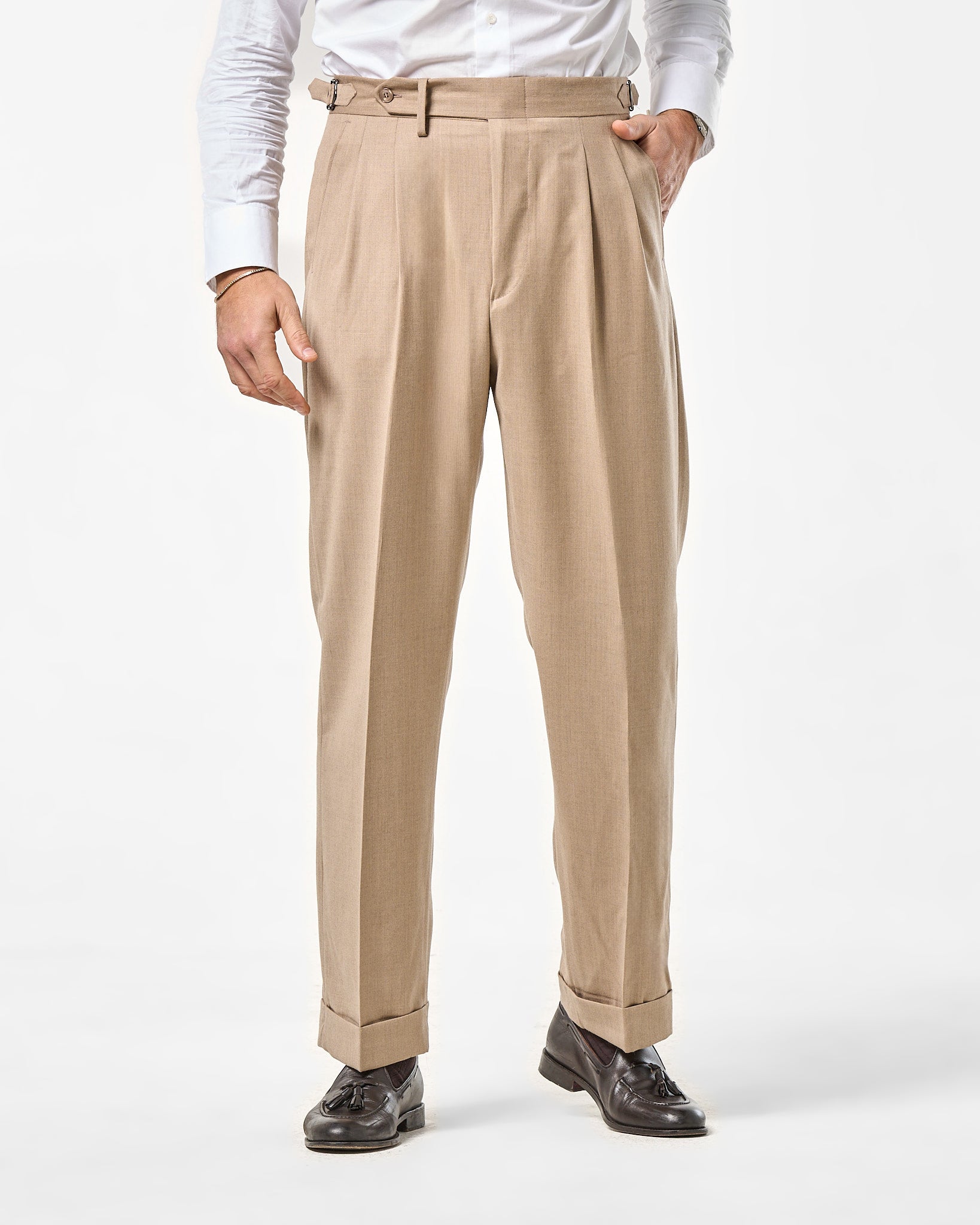 Abito in Lana Foulè Beige Pisa