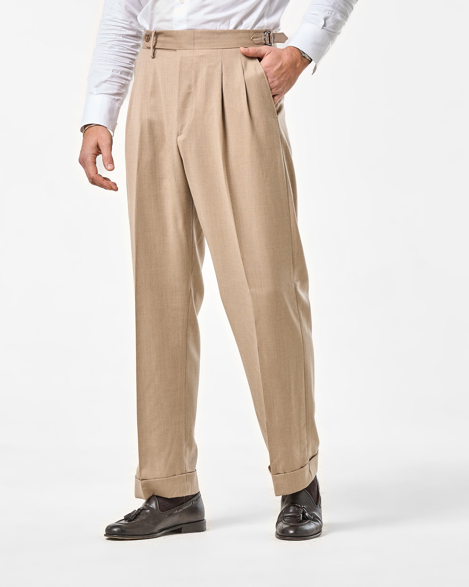 Abito in Lana Foulè Beige Pisa