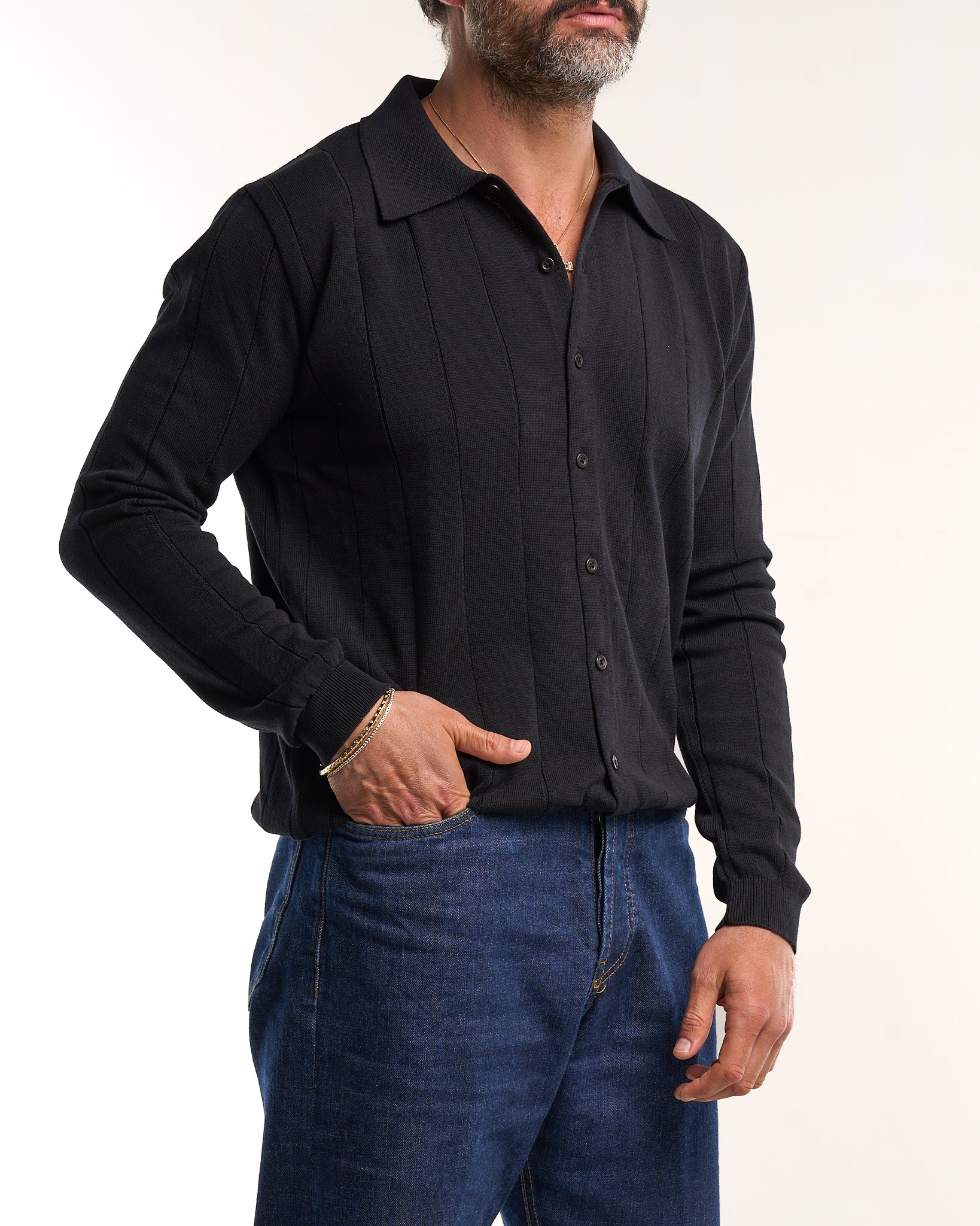 Henley Knit Blue Sweater