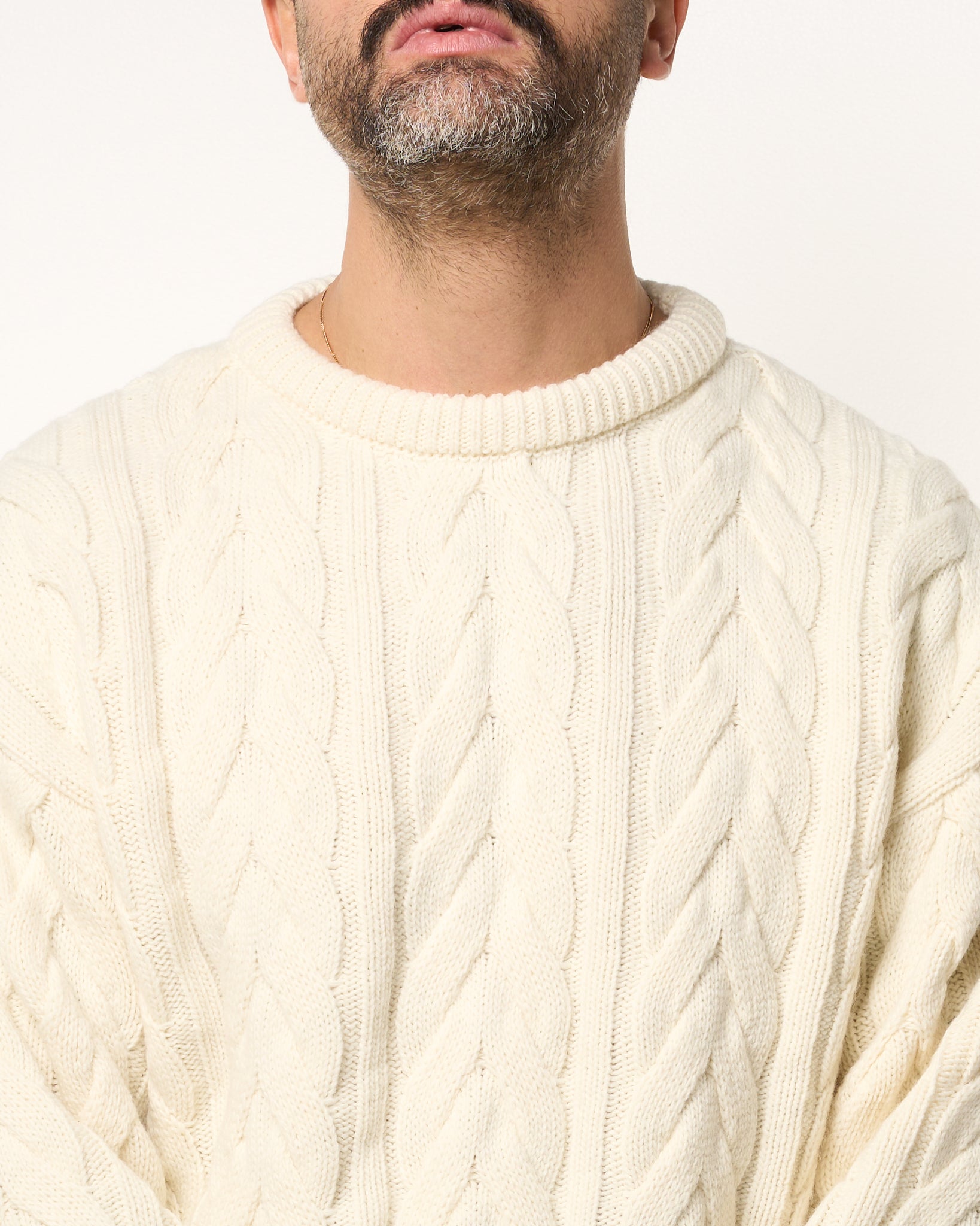 Maglione Treccia Girocollo Panna