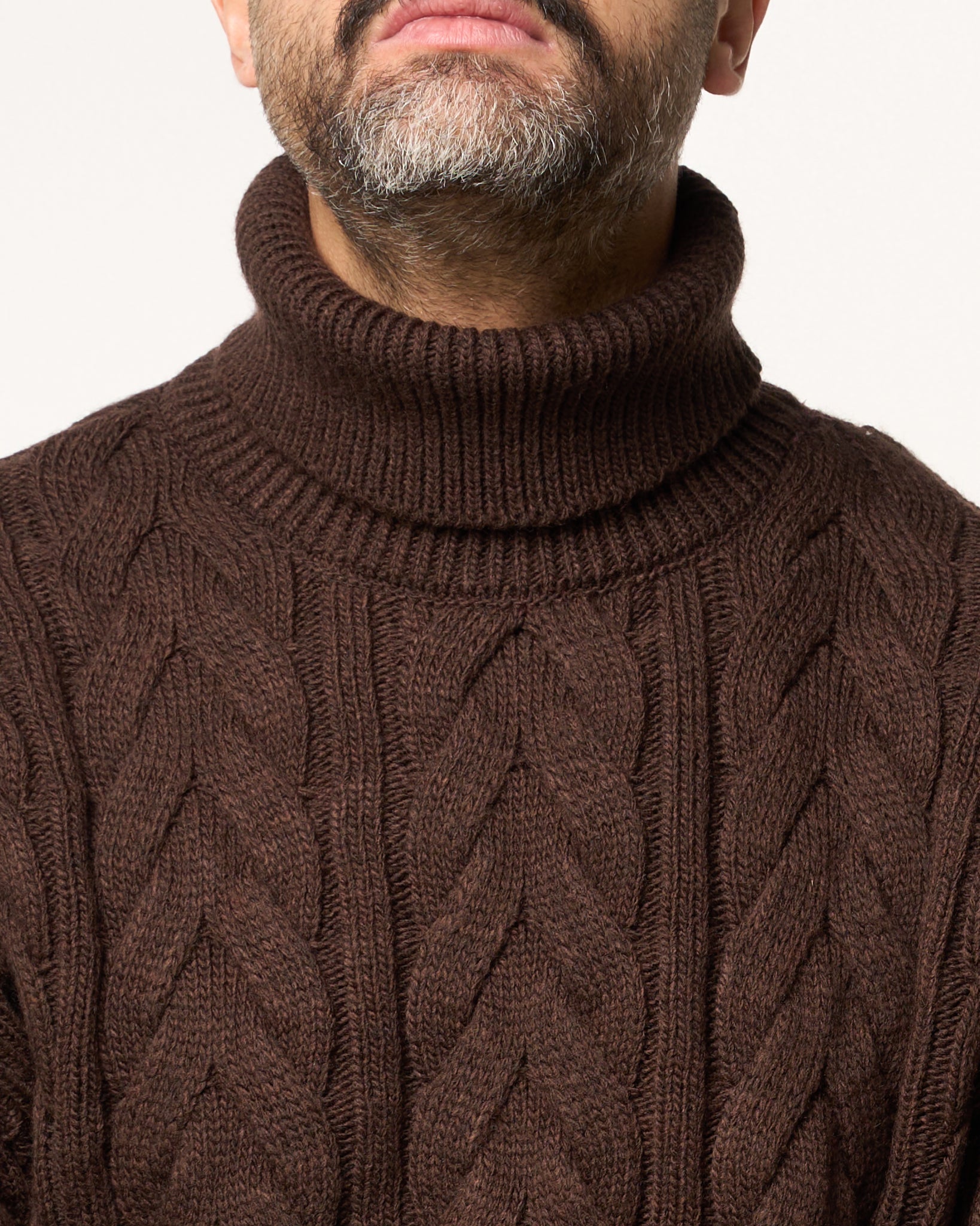 Maglione Treccia Collo Alto Testa di Moro