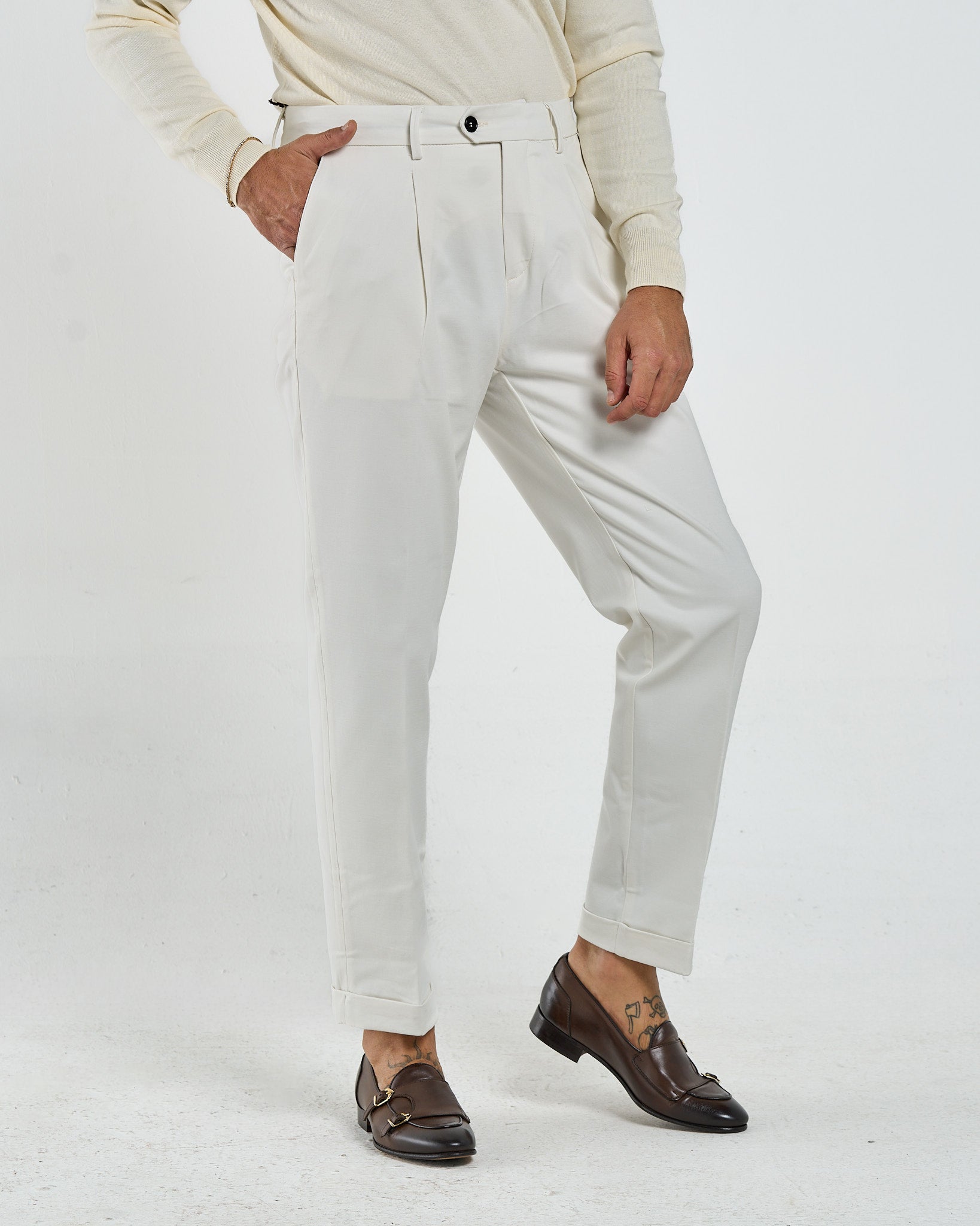 Pantalone Chino in Cotone Bianco