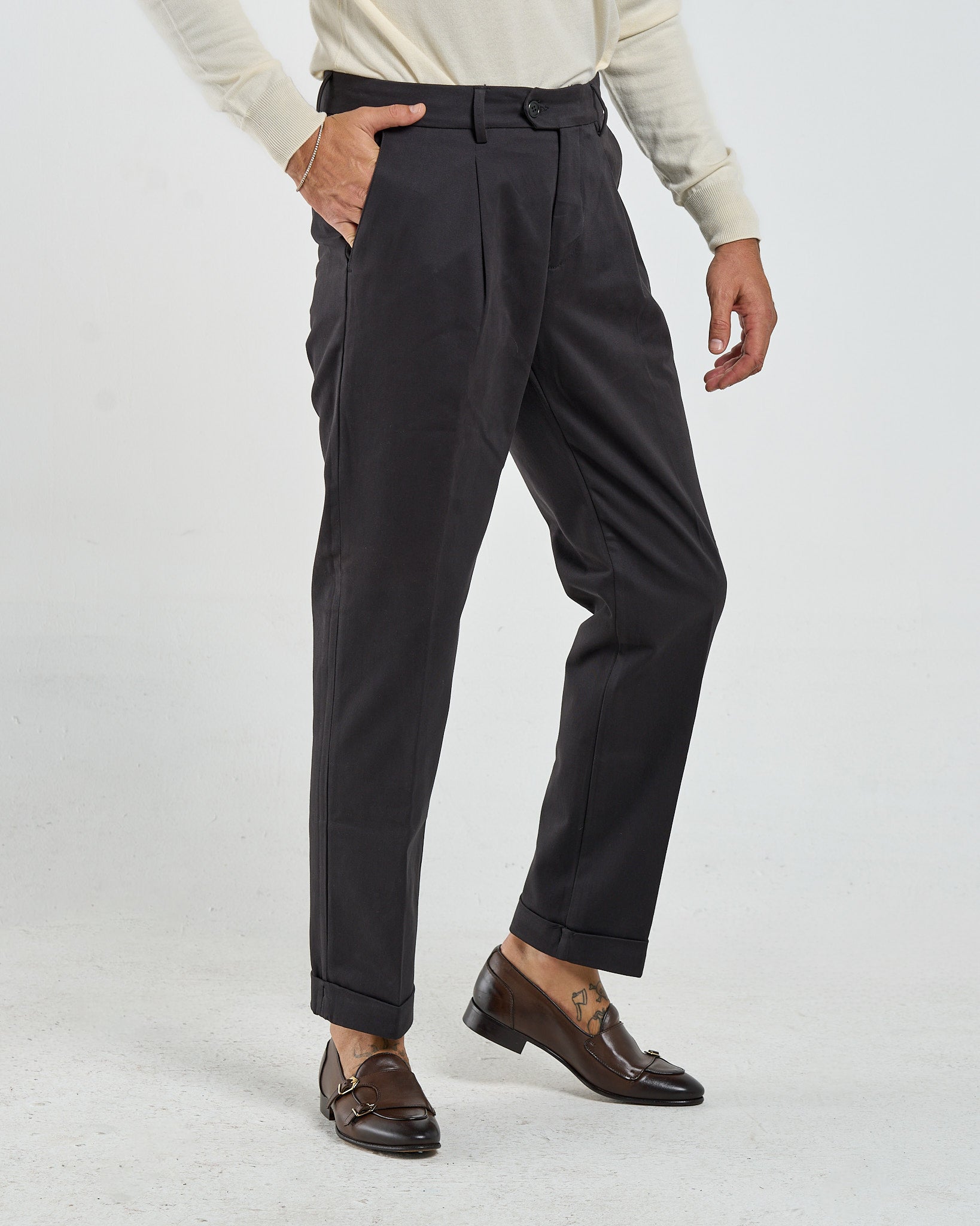 Pantalone Chino in Cotone Nero