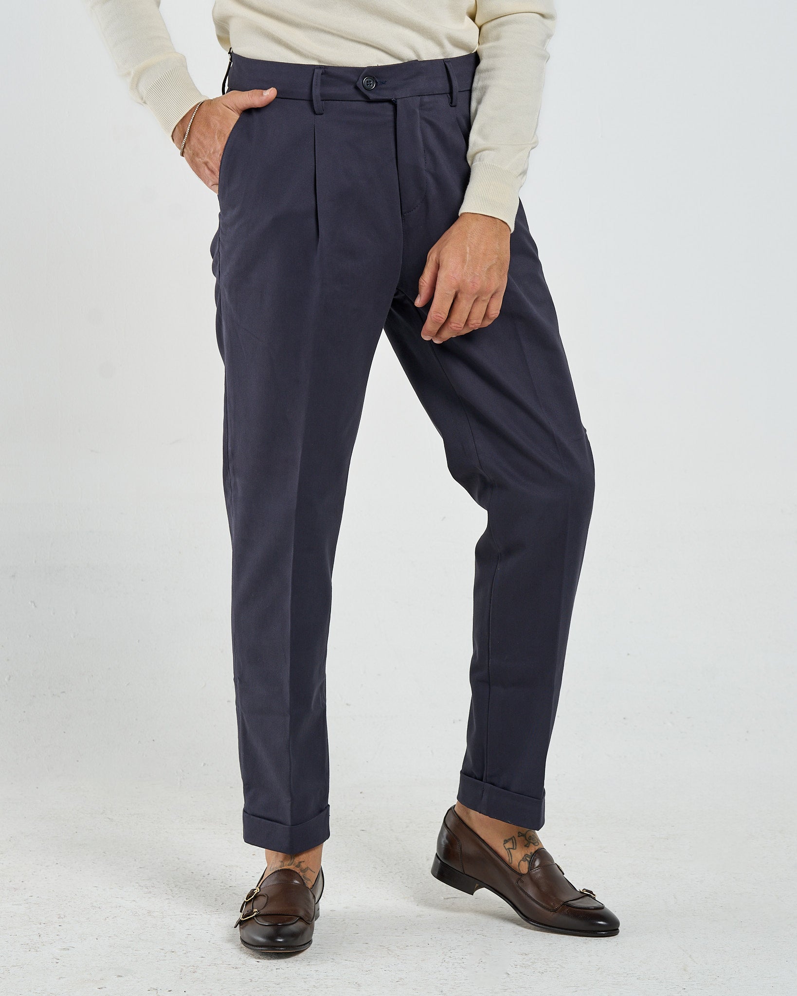 Pantalone Chino in Cotone Blu