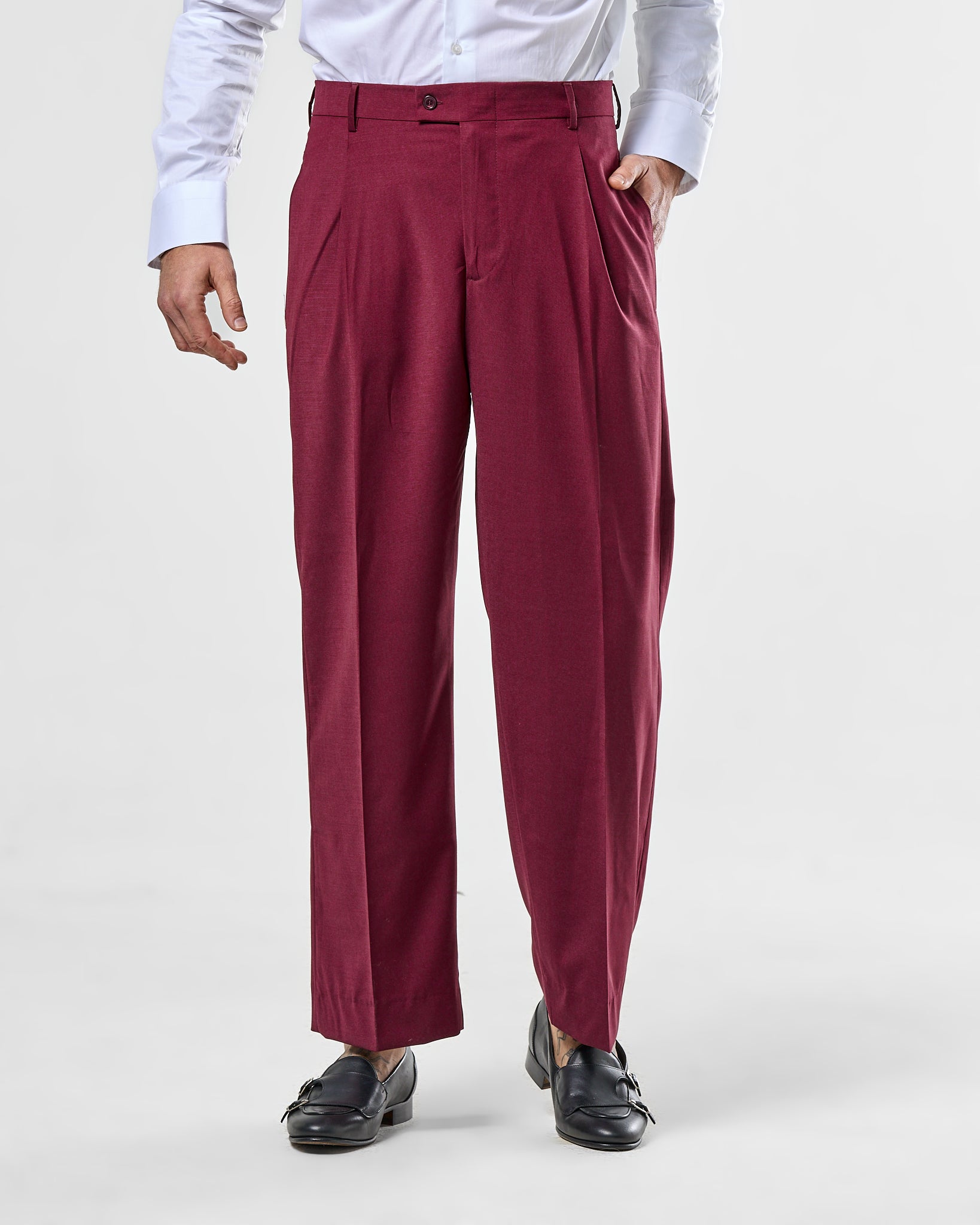 Pantalone Fondo Ampio Senza Piega Bordò Firenze