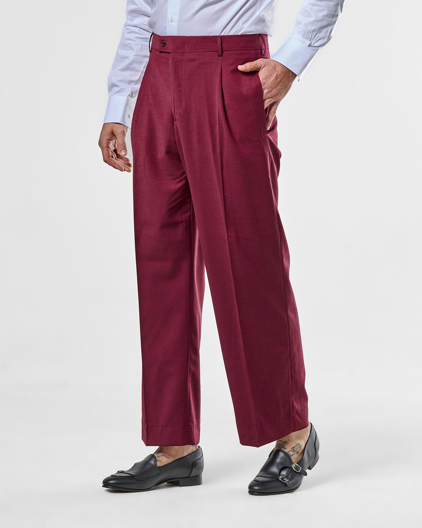 Pantalone Fondo Ampio Senza Piega Bordò Firenze