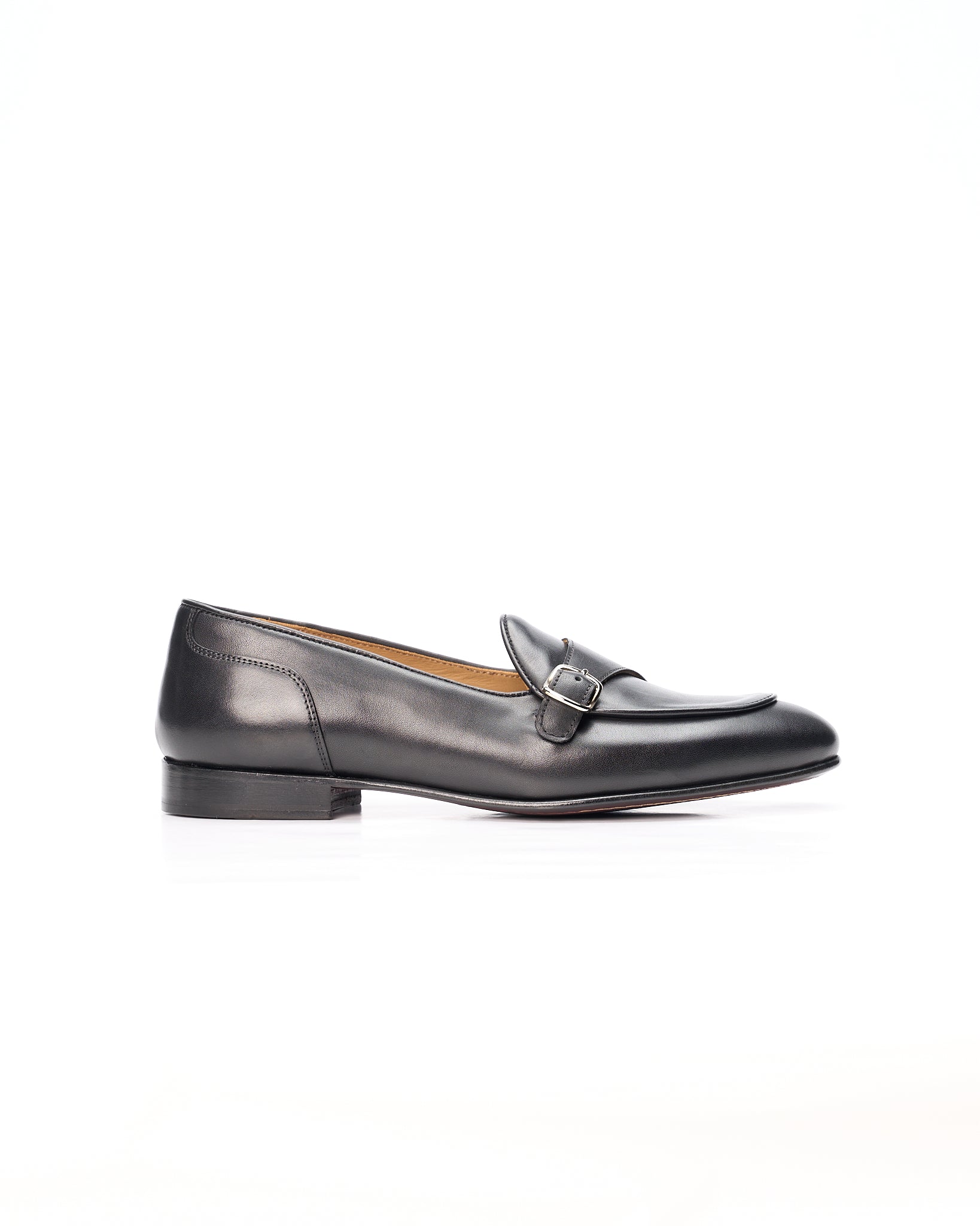 Mocassino con Monofibbia Laterale in Pelle Nero