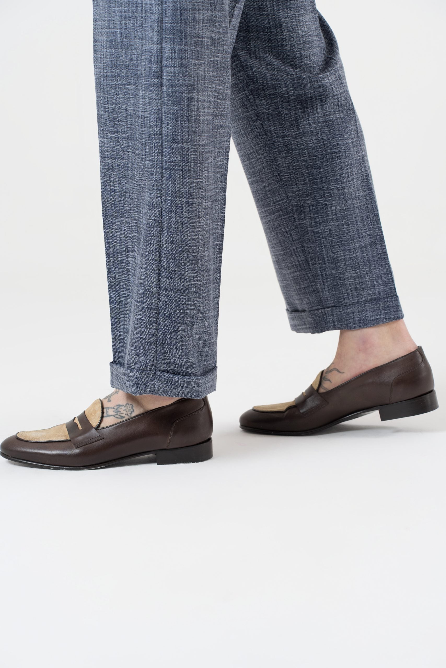 Pantalone Fondo Ampio con Passanti Melangiato Avion