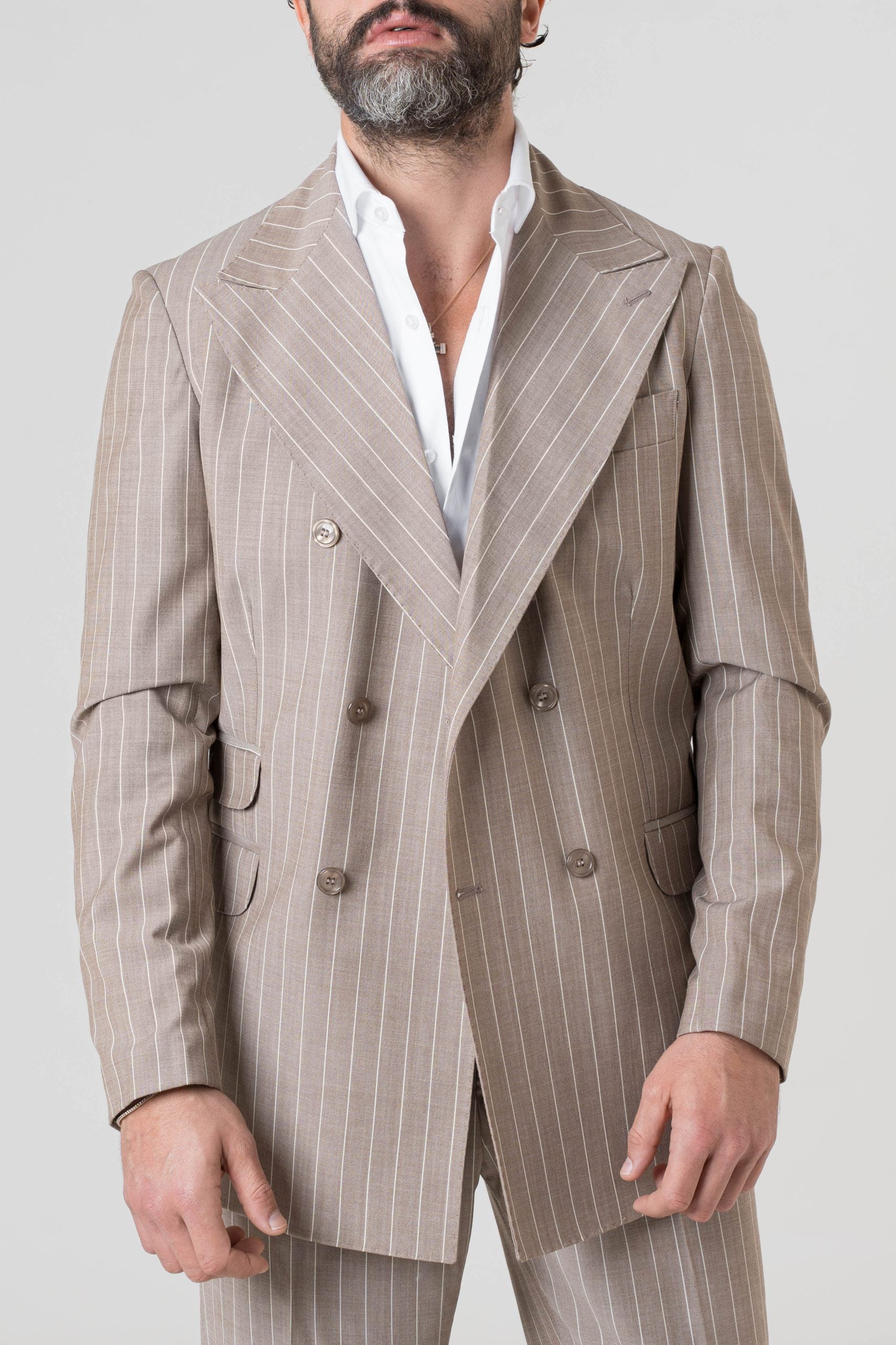 Giacca Socket Gessato Beige Porto Rotondo