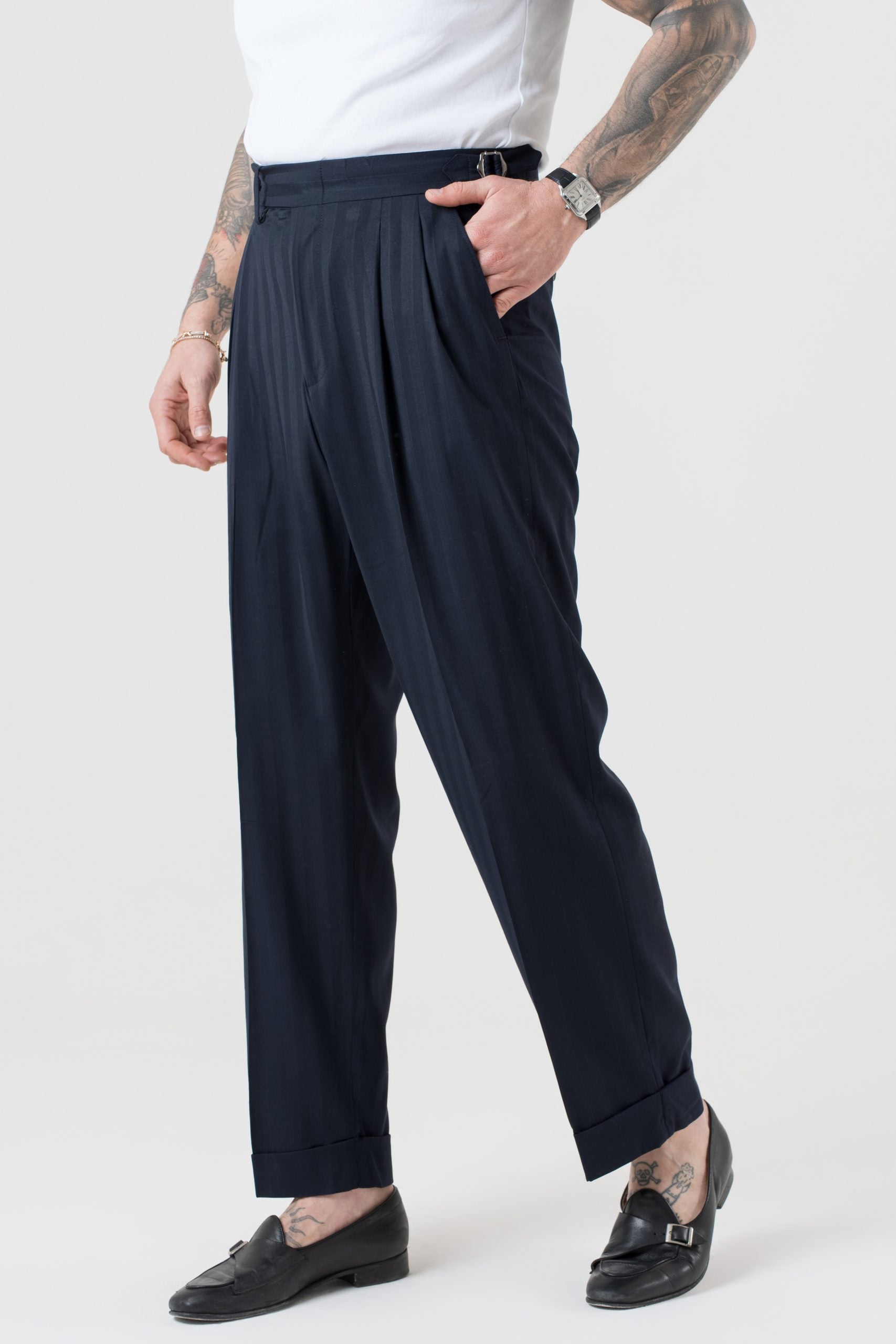 Vestido camisero Solaro Wide Stripe Kyoto azul