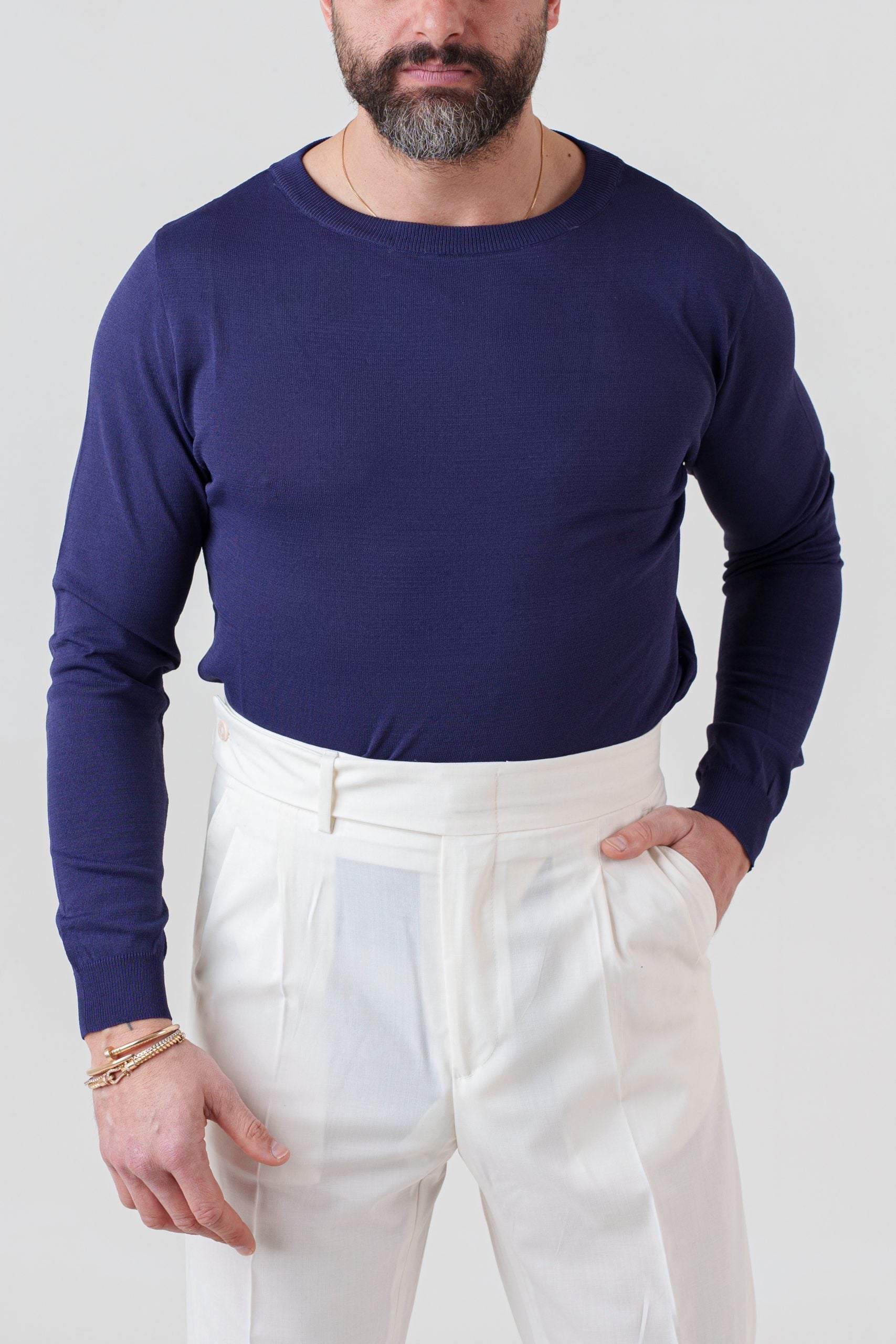 Shirt Manica Lunga in Viscosa Blu