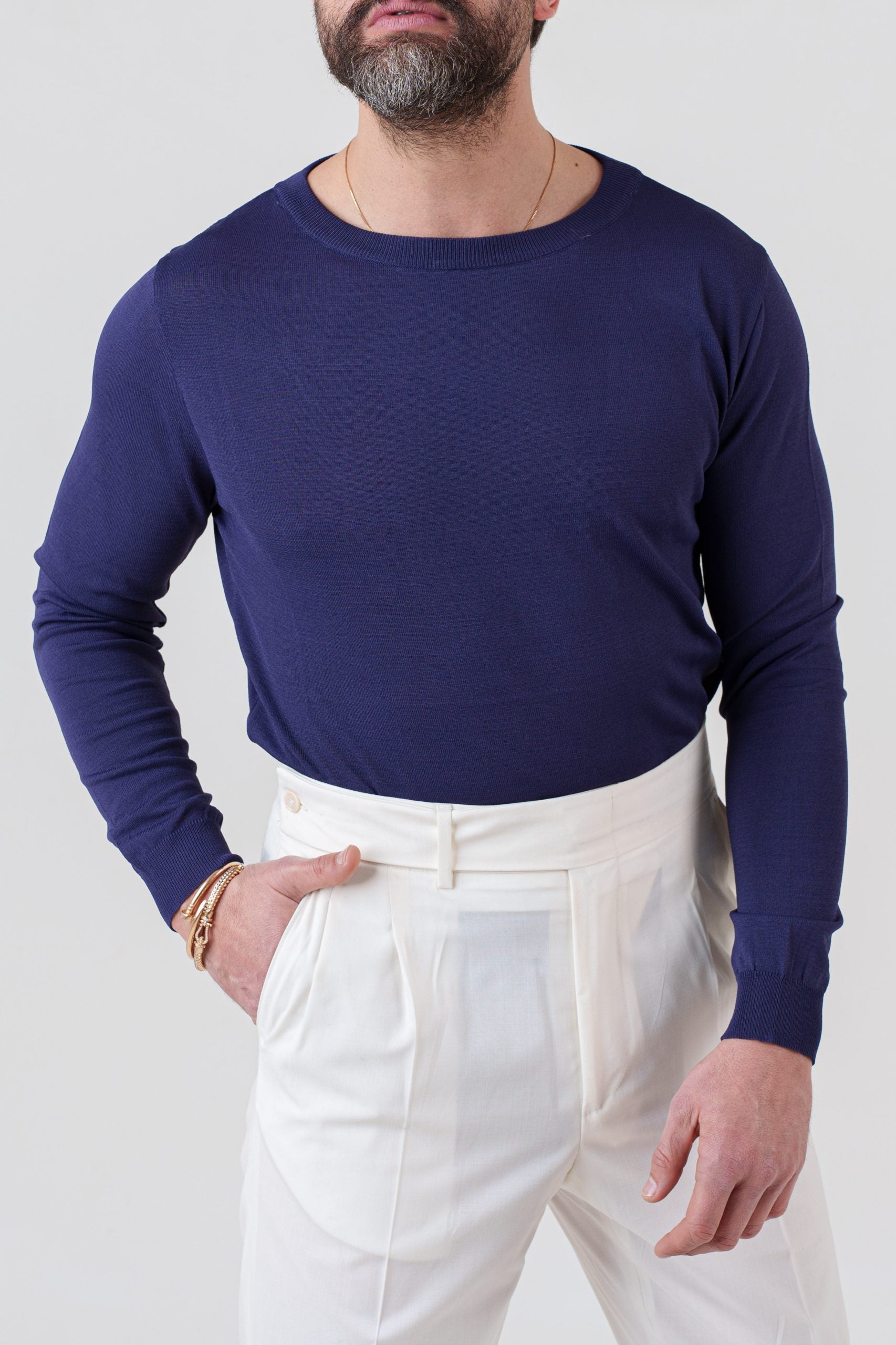 Shirt Manica Lunga in Viscosa Blu