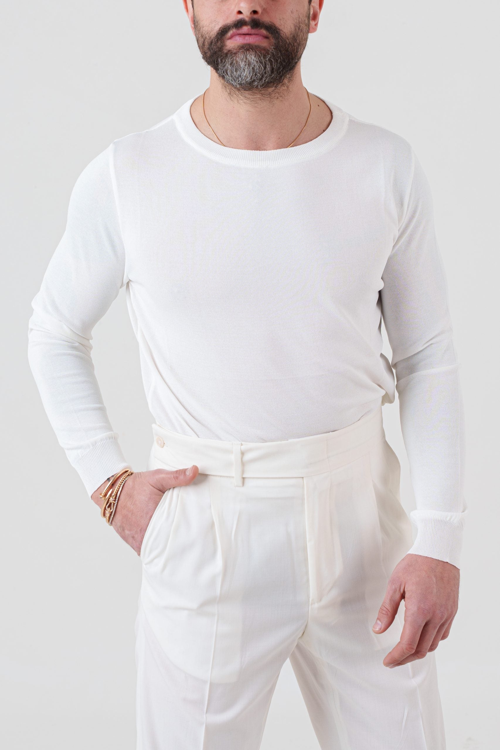 Shirt Manica Lunga in Viscosa Bianca