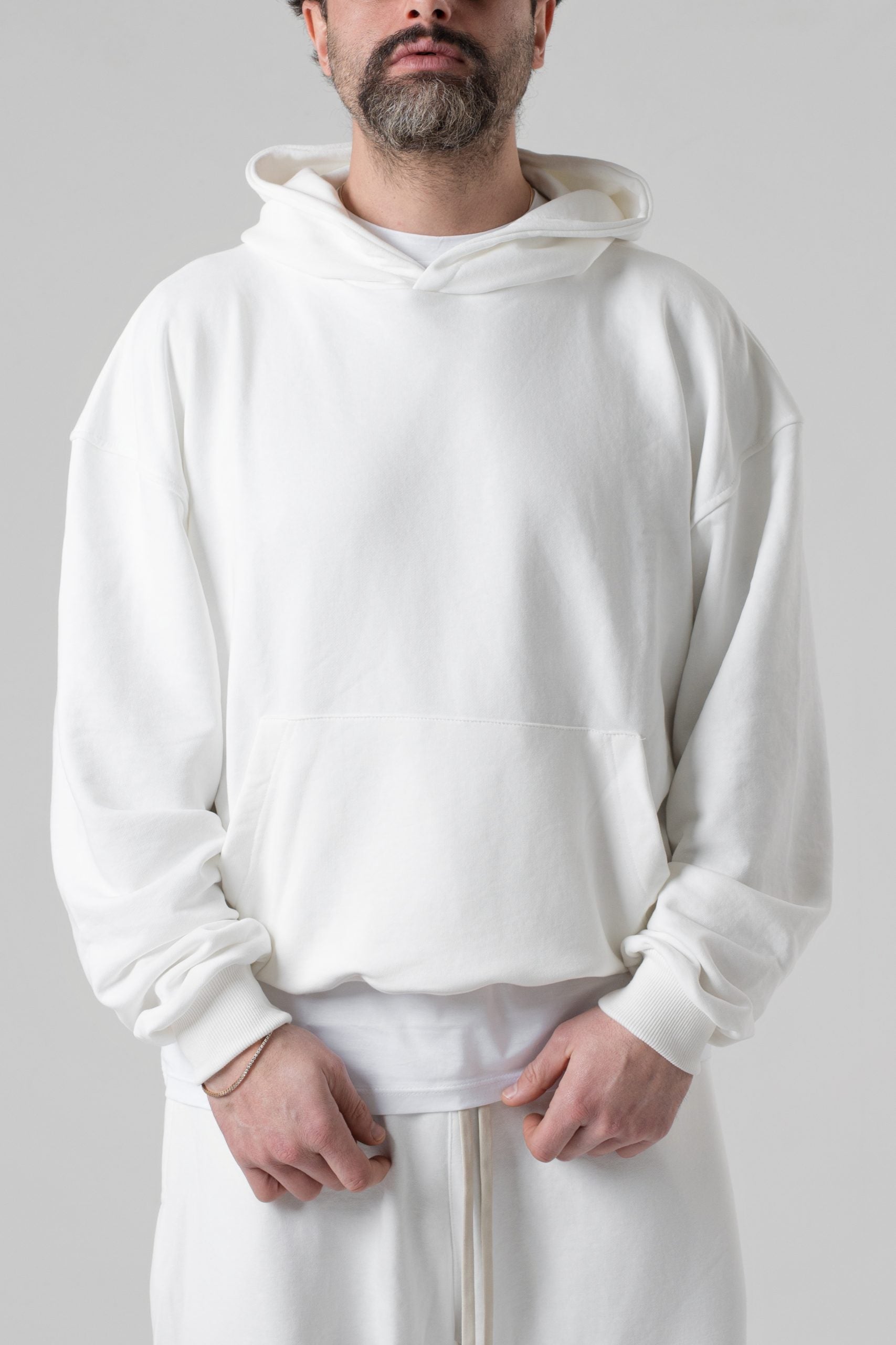 Felpa Oversize con Cappuccio Panna