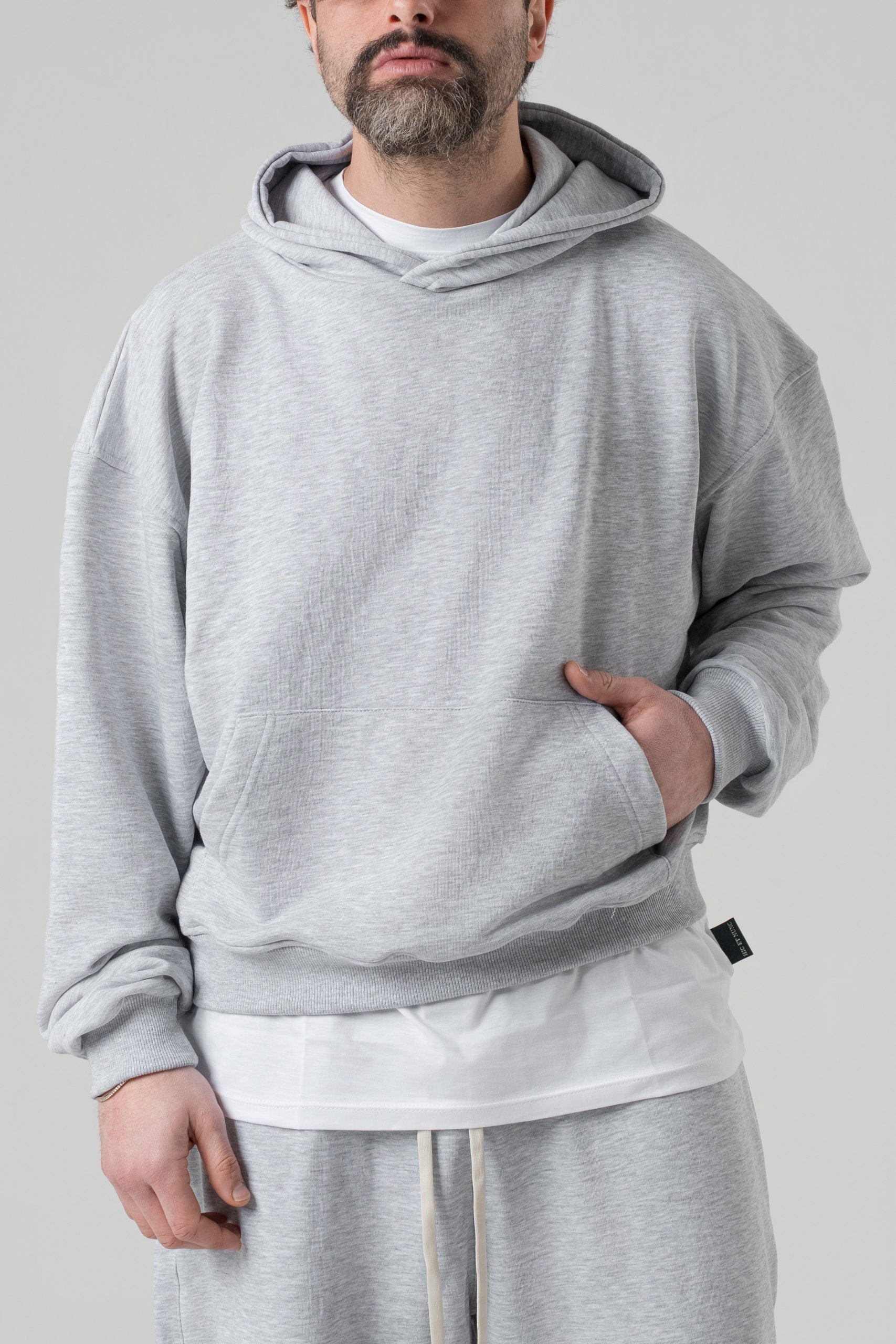 Felpa Oversize con Cappuccio Grigia