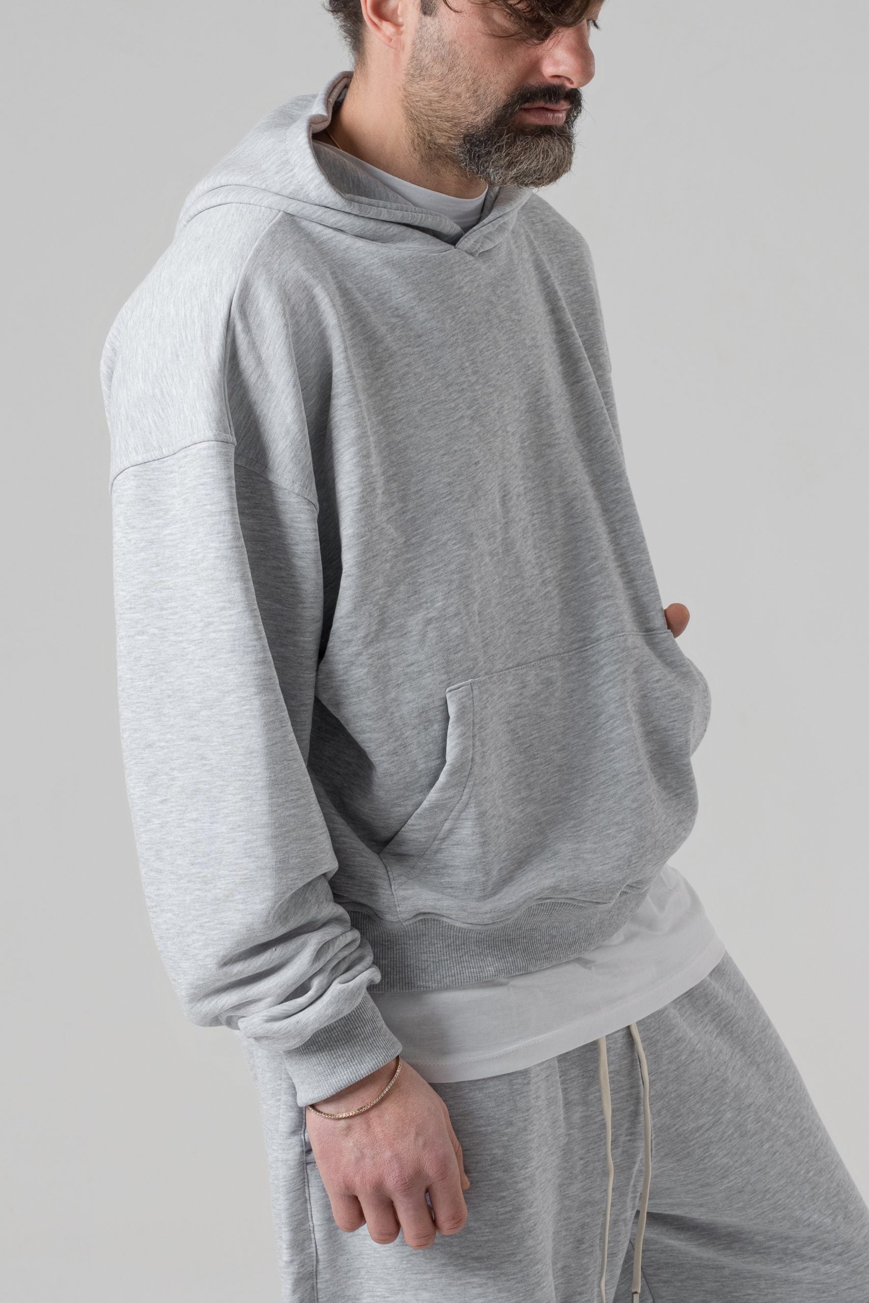 Felpa Oversize con Cappuccio Grigia