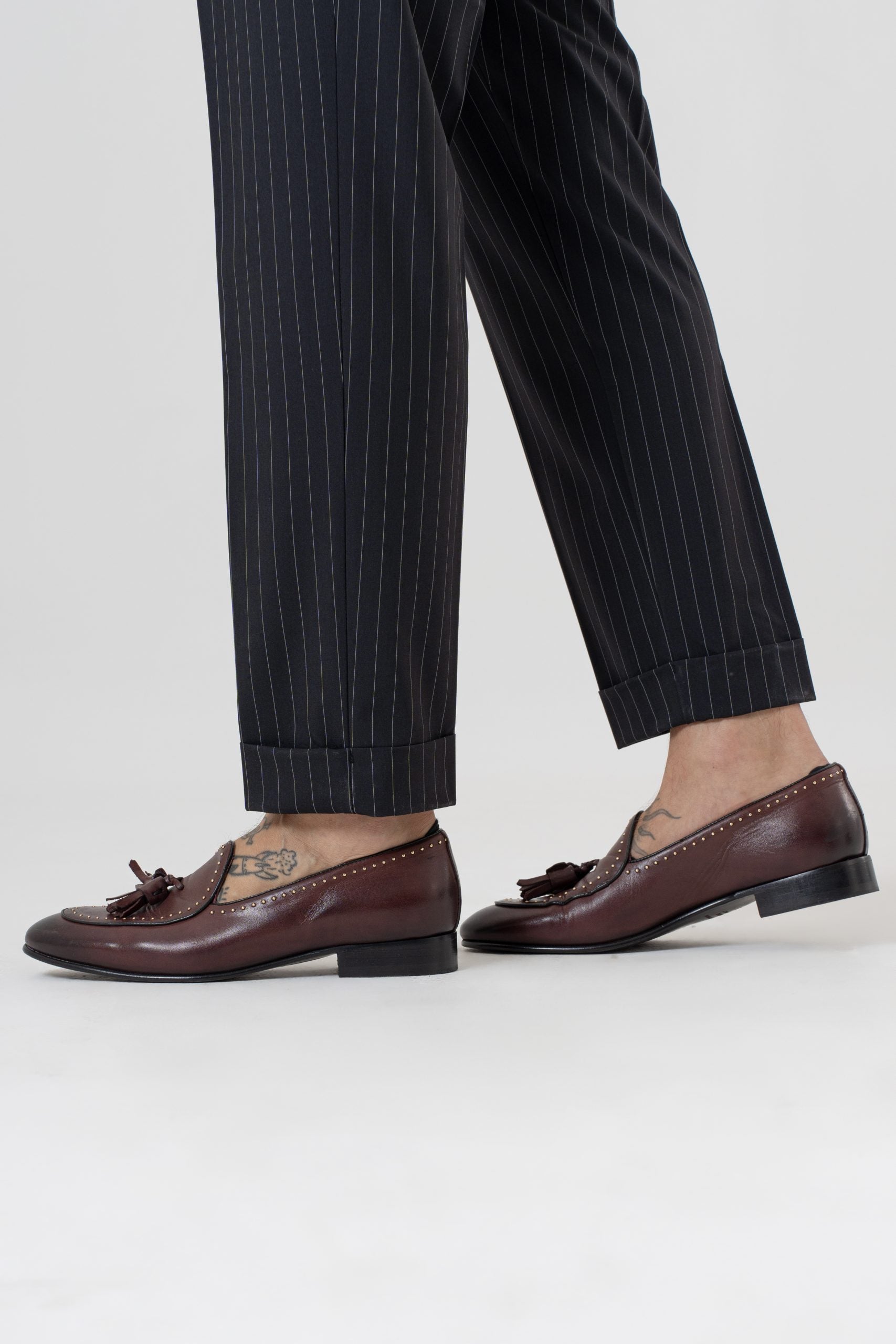 Pantalone con Bustino Tondo Gessato Blu Manhattan