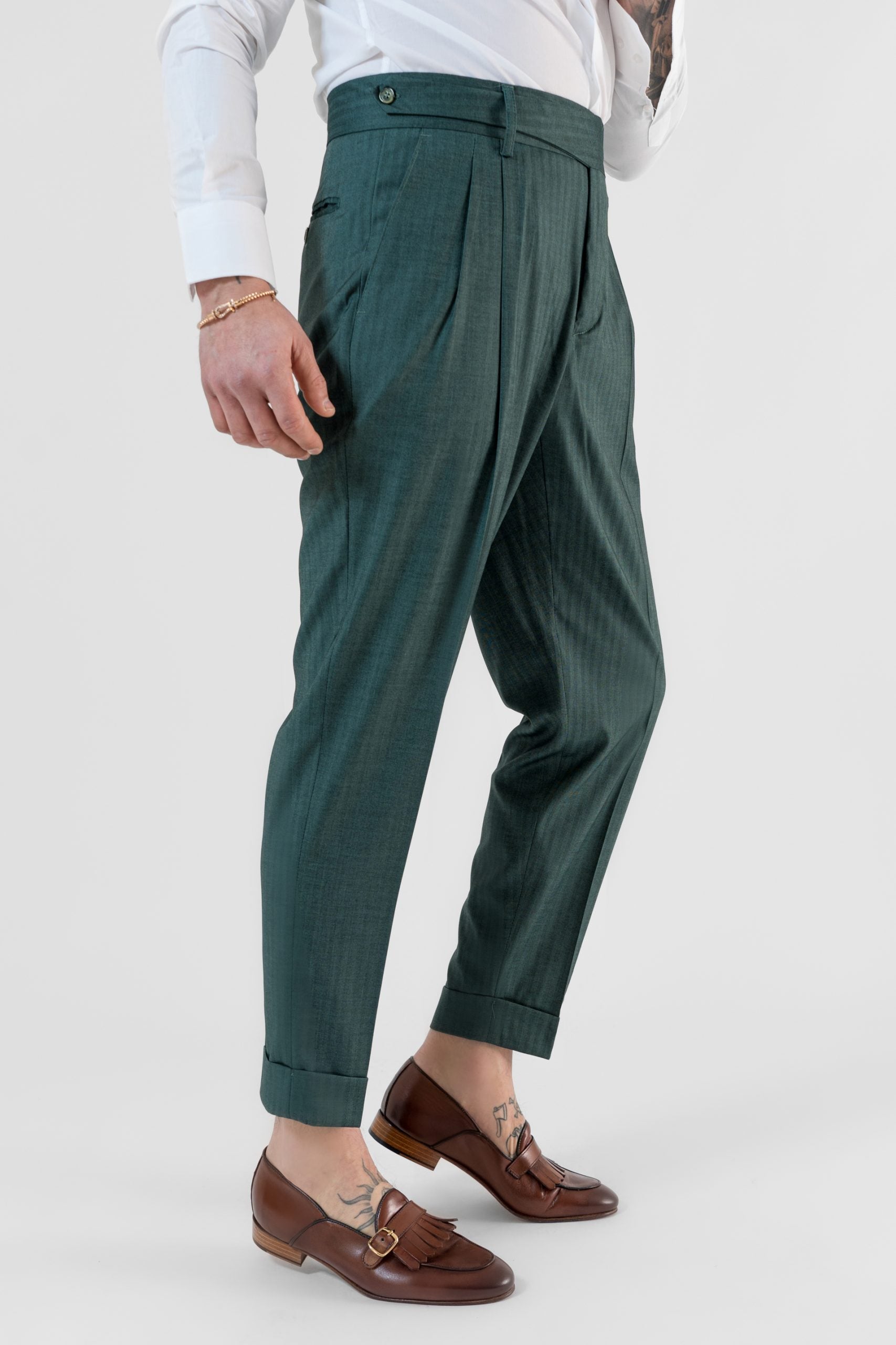 Pantalone Doppia Cinta Solaro Verde Saint Tropez