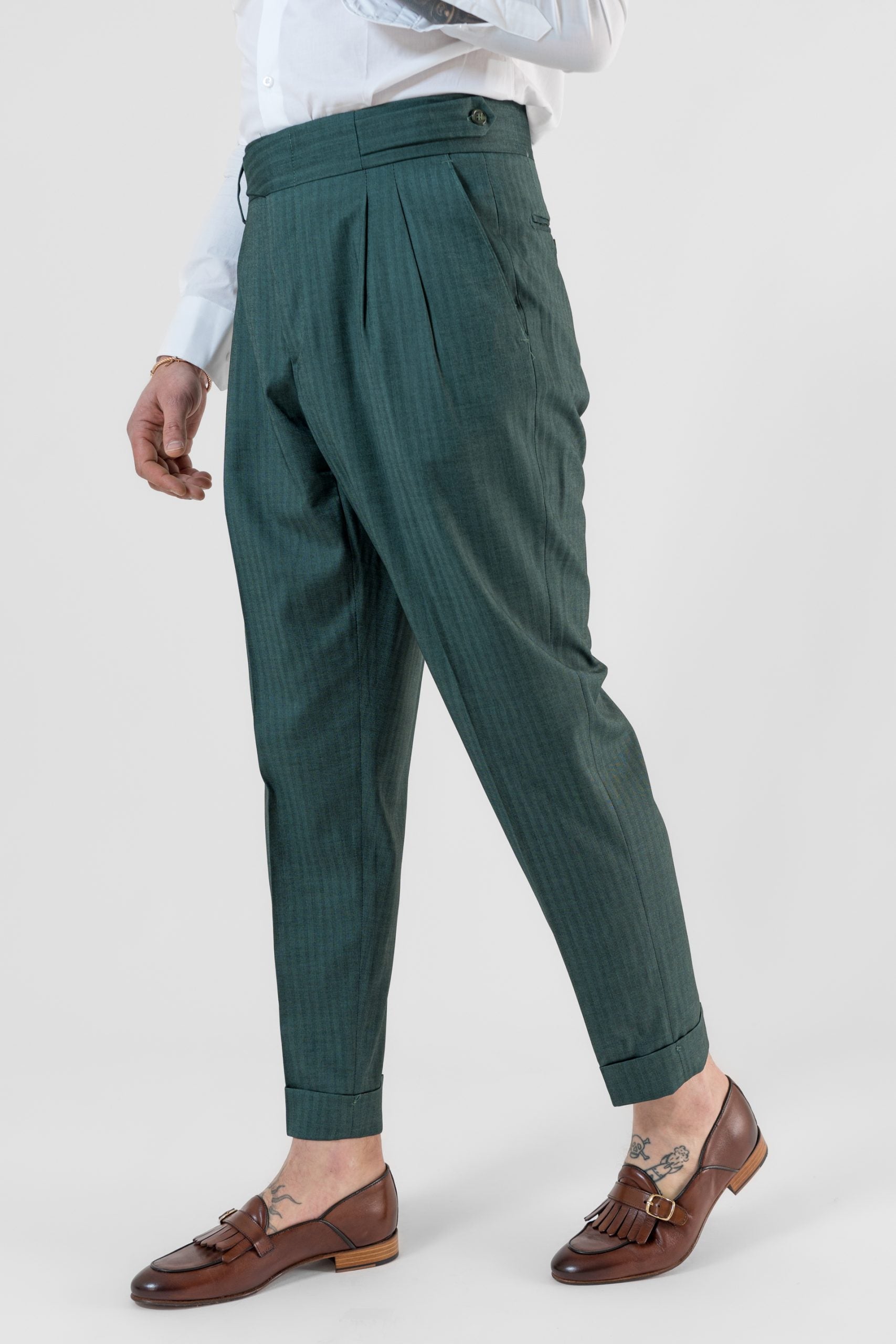 Pantalone Doppia Cinta Solaro Verde Saint Tropez