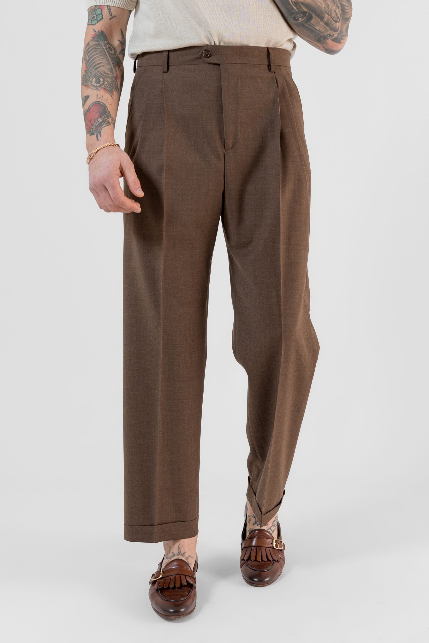 Pantalone Fondo Ampio con Passanti Moro Roma