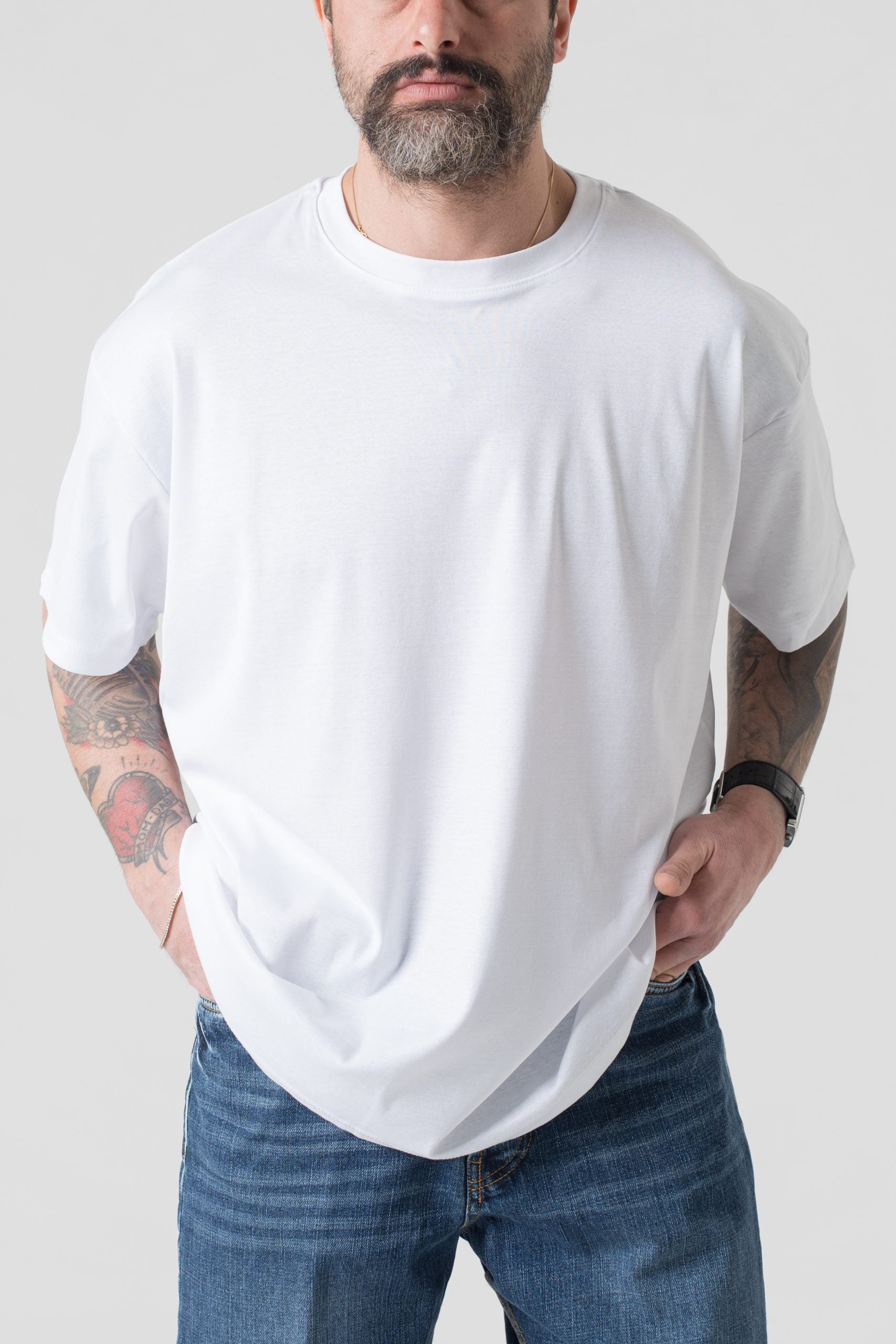 T-Shirt Oversize in Filo di Scozia Bianca