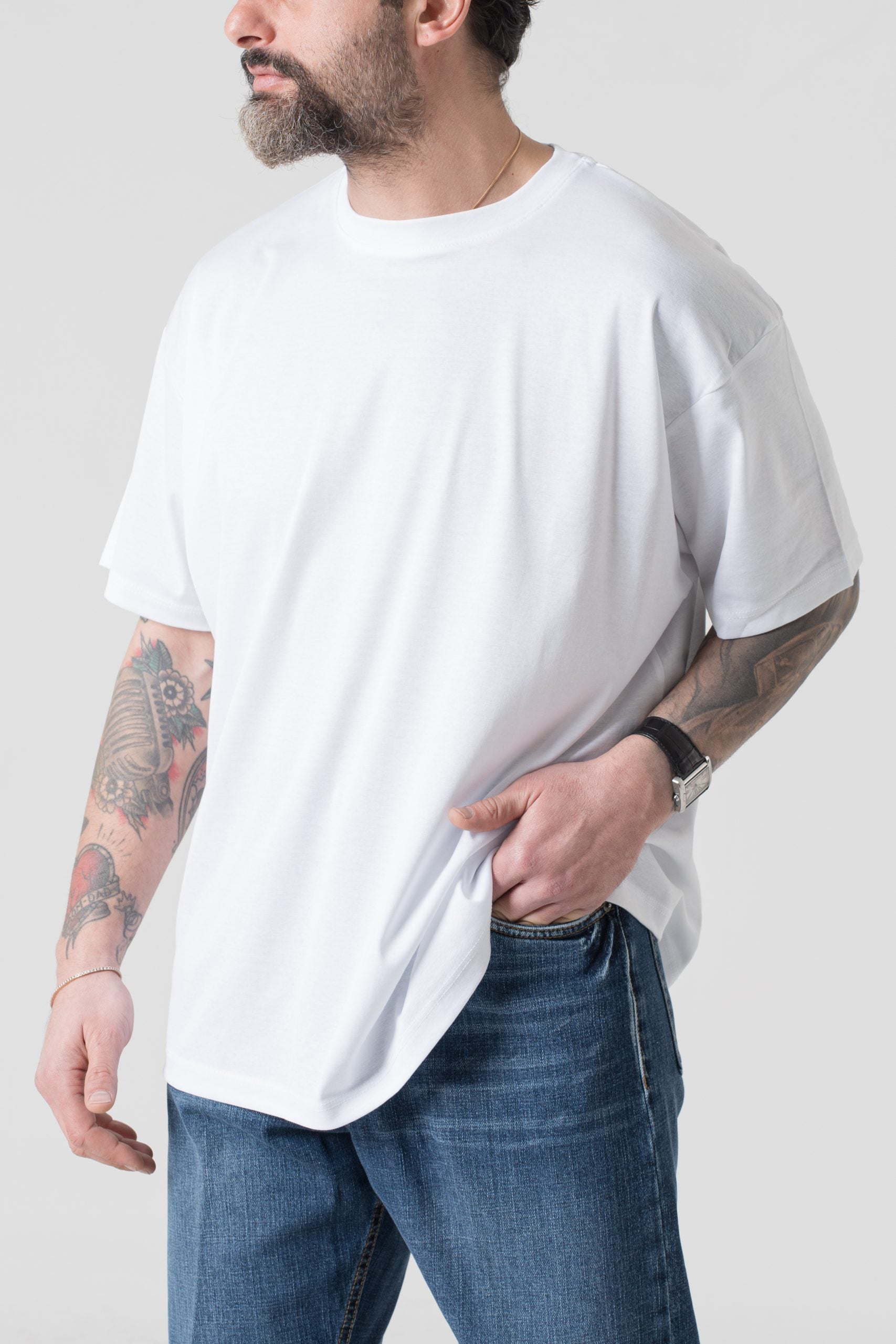 T-Shirt Oversize in Filo di Scozia Bianca