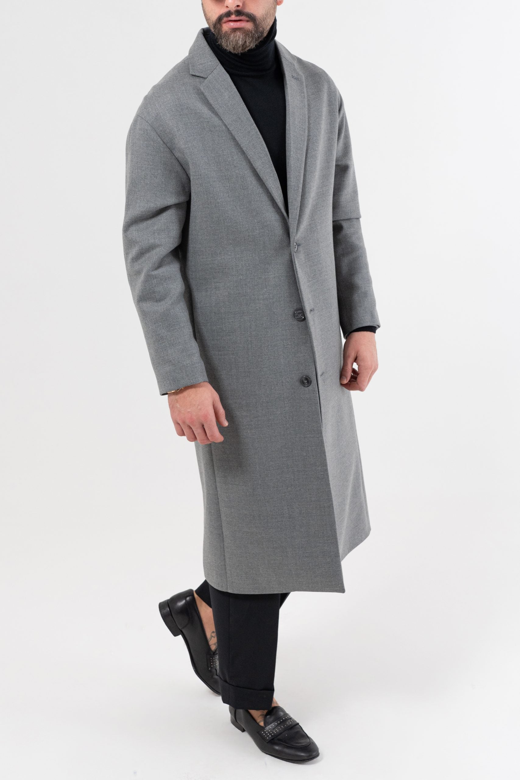 Soprabito Monopetto Oversize Grigio Chiaro