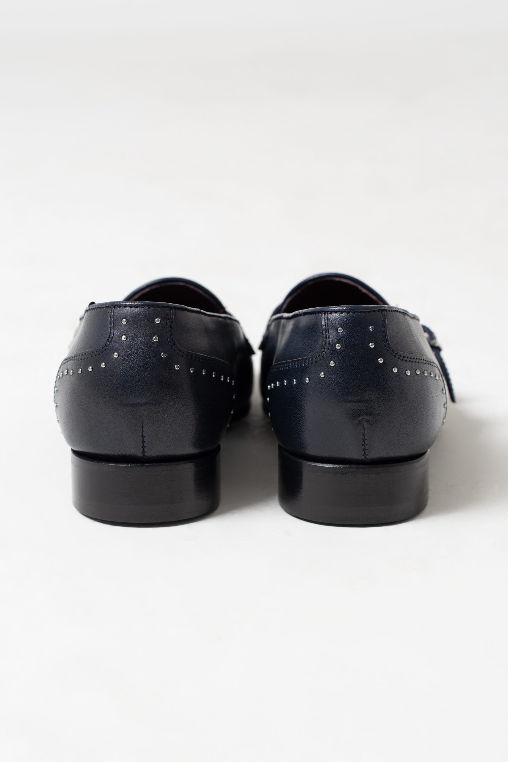 Mocassino Borchiato con Doppia Fibbia Blu