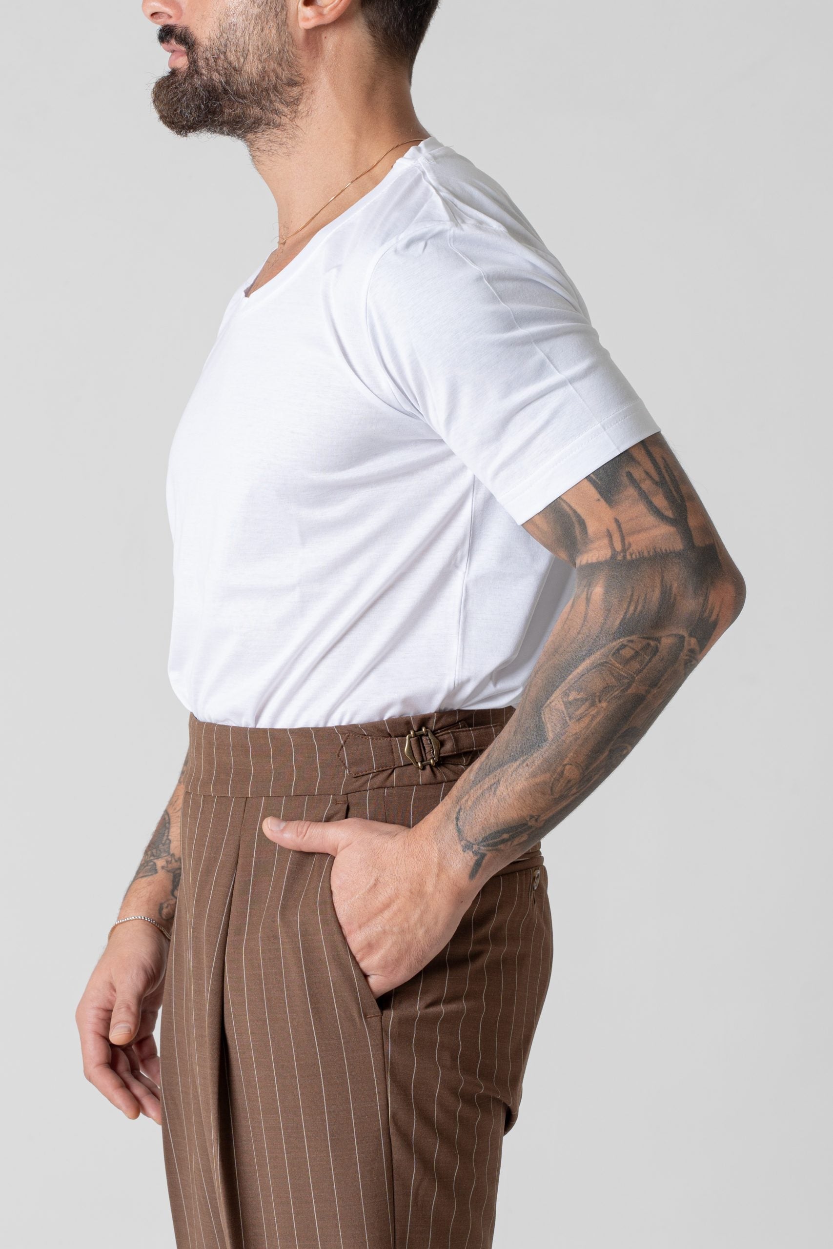 T-Shirt Regolare Collo a Barca in Filo di Scozia Bianca